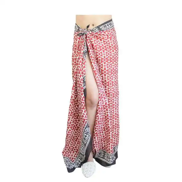 Wholesale Cotton Beach Wrap India Red Pareo Colourful Print Women