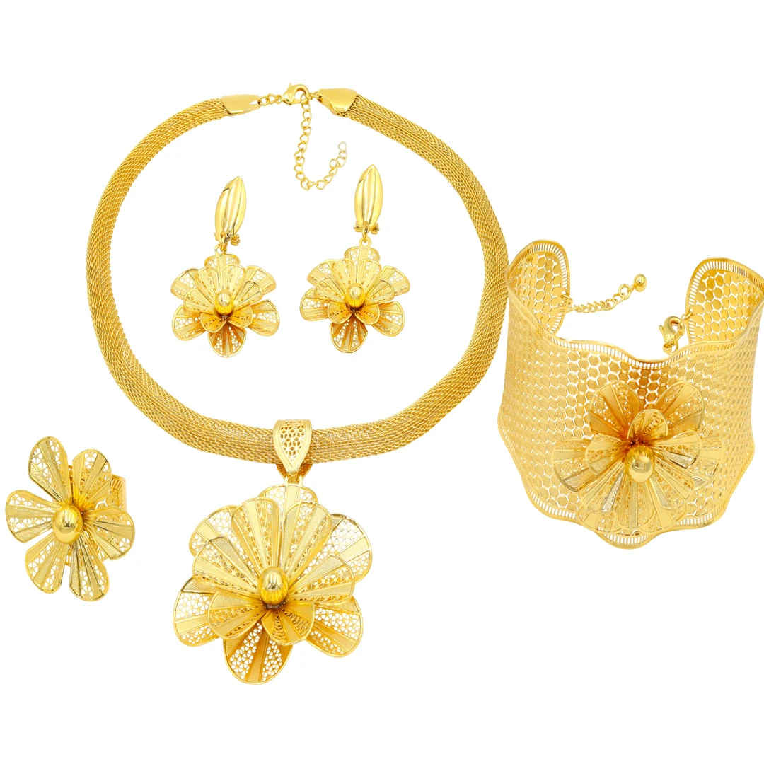 Fashion Jewelry Dubai 24k Gold Plated Jewelry Set For Women African