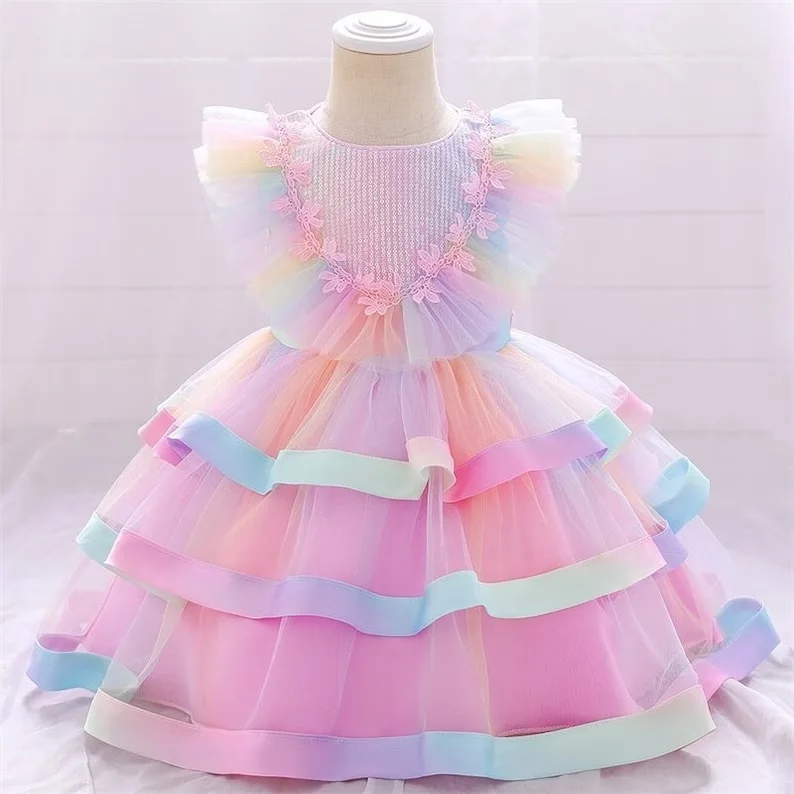 Mermaid Princess Birthday Fairy Dress Rainbow Princess Flower Girl ...