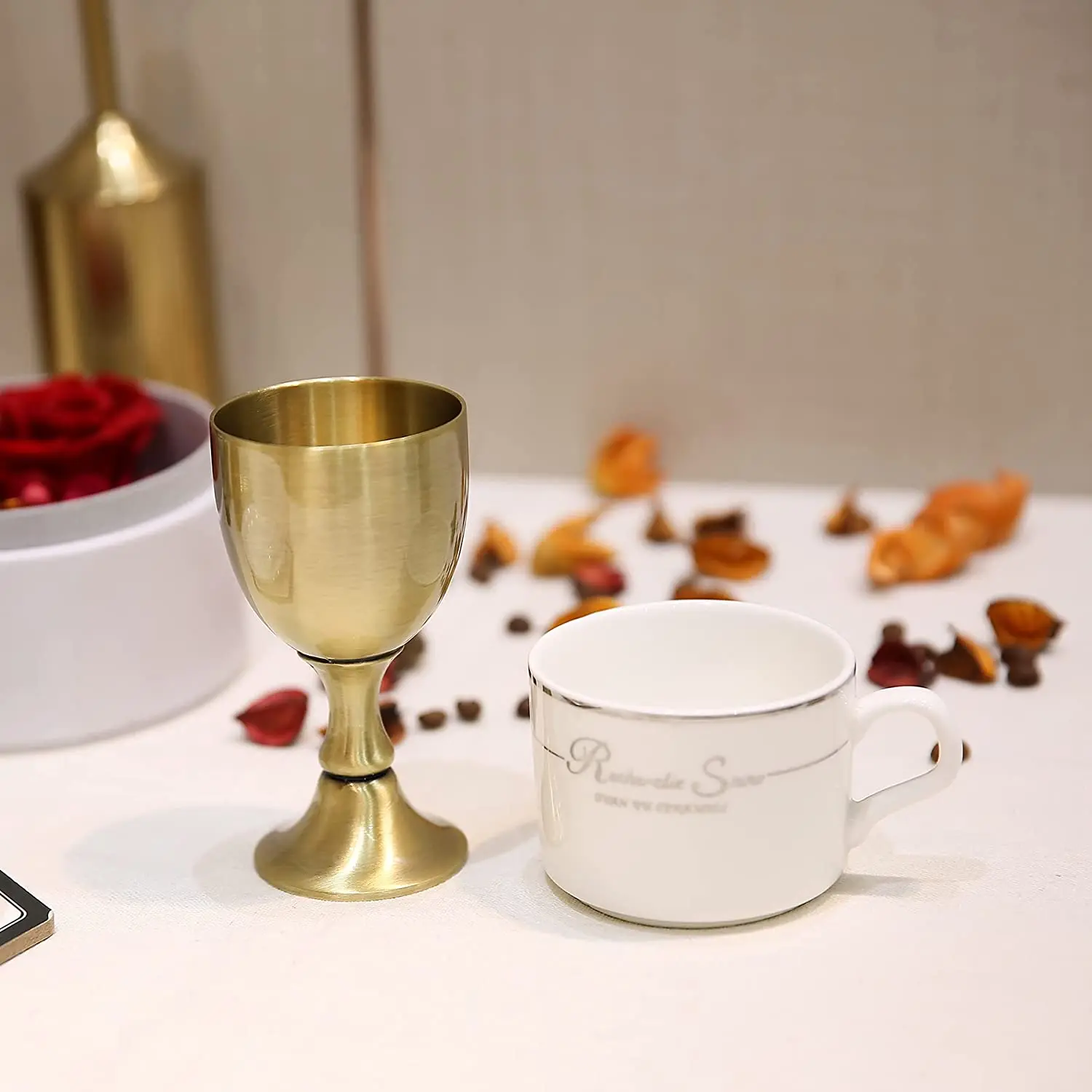 Ciborium Cross With Gold Finished Chalice With Paten For Church Gold