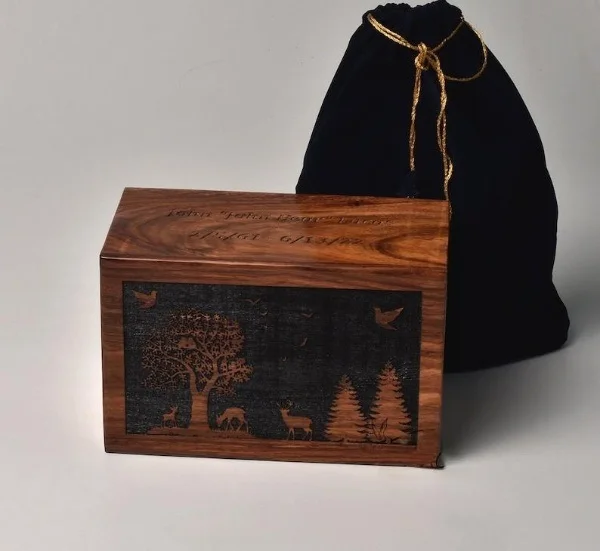 Rosewood Cremation Box For Human Ashes Tree Of Life Deer Personalized ...