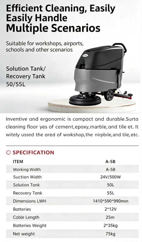 A-5B Walk-behind Floor Scrubber Specifications