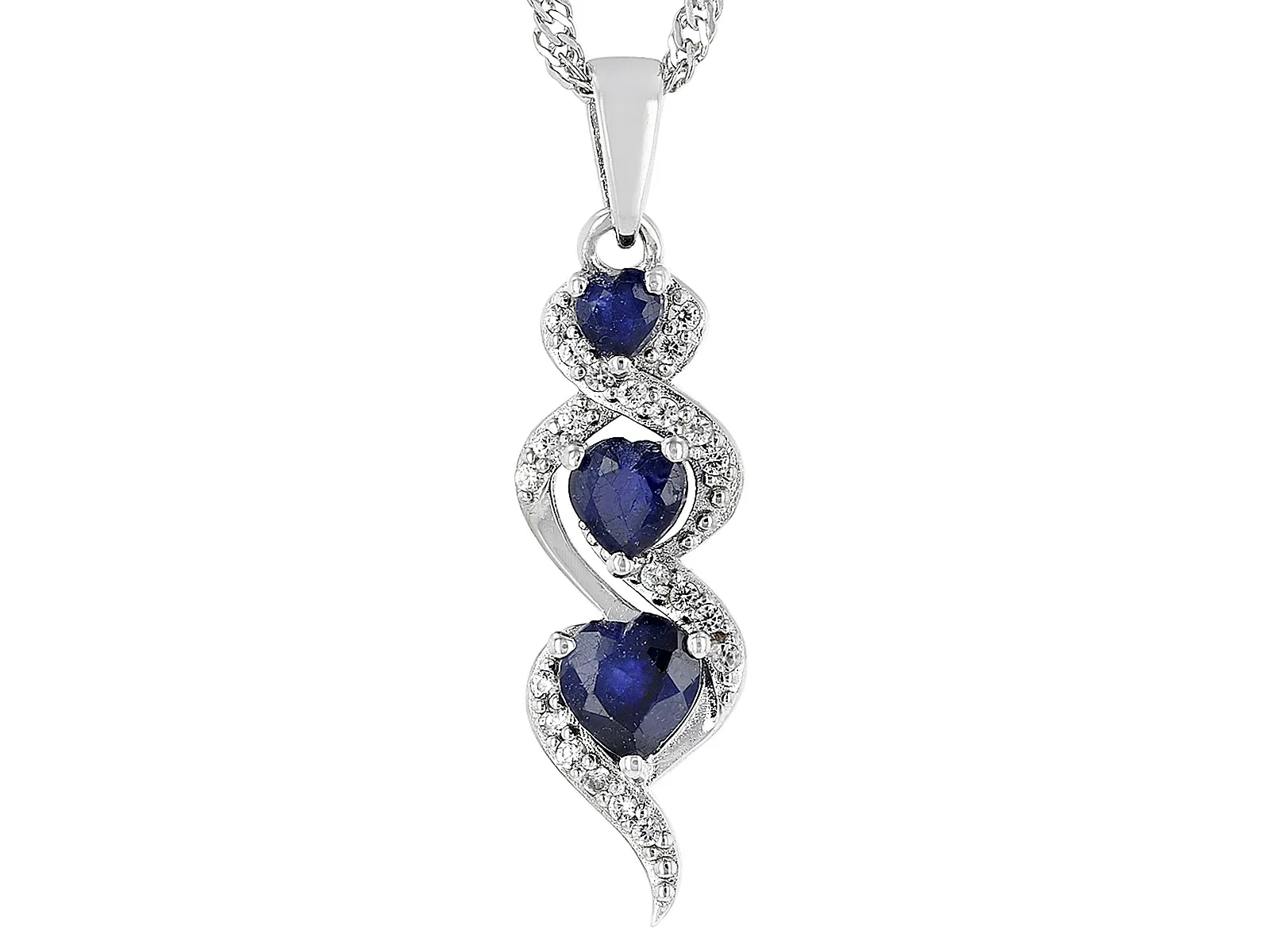 Sapphire Radiance: Blue Mahaleo Sapphire Pendant With Chain,Rhodium ...