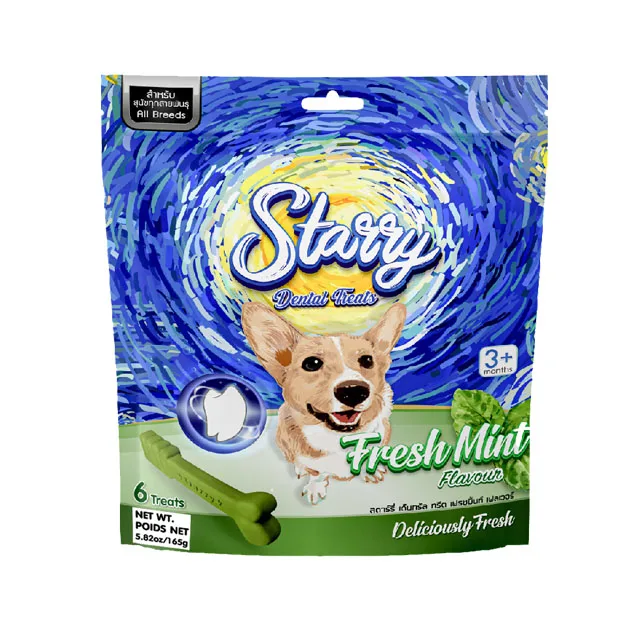 Starry Dental Treat Fresh Mint Pet Food Dog Treat Pet Snack Dog Bone Shape 165g Per Bag Dog Food
