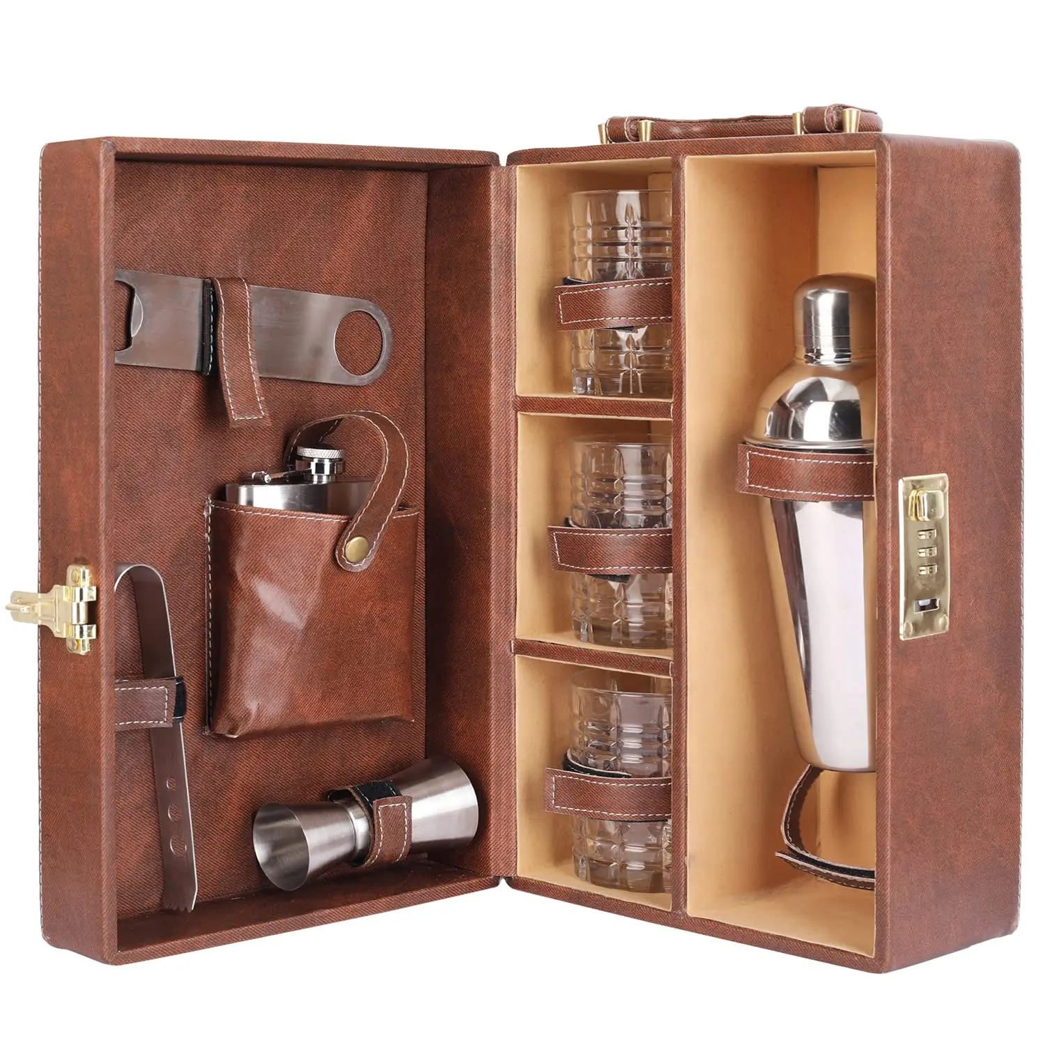 Ultimate Luxury Portable Travel Bartender Kit With Leatherette Case The Perfect Gift For Men