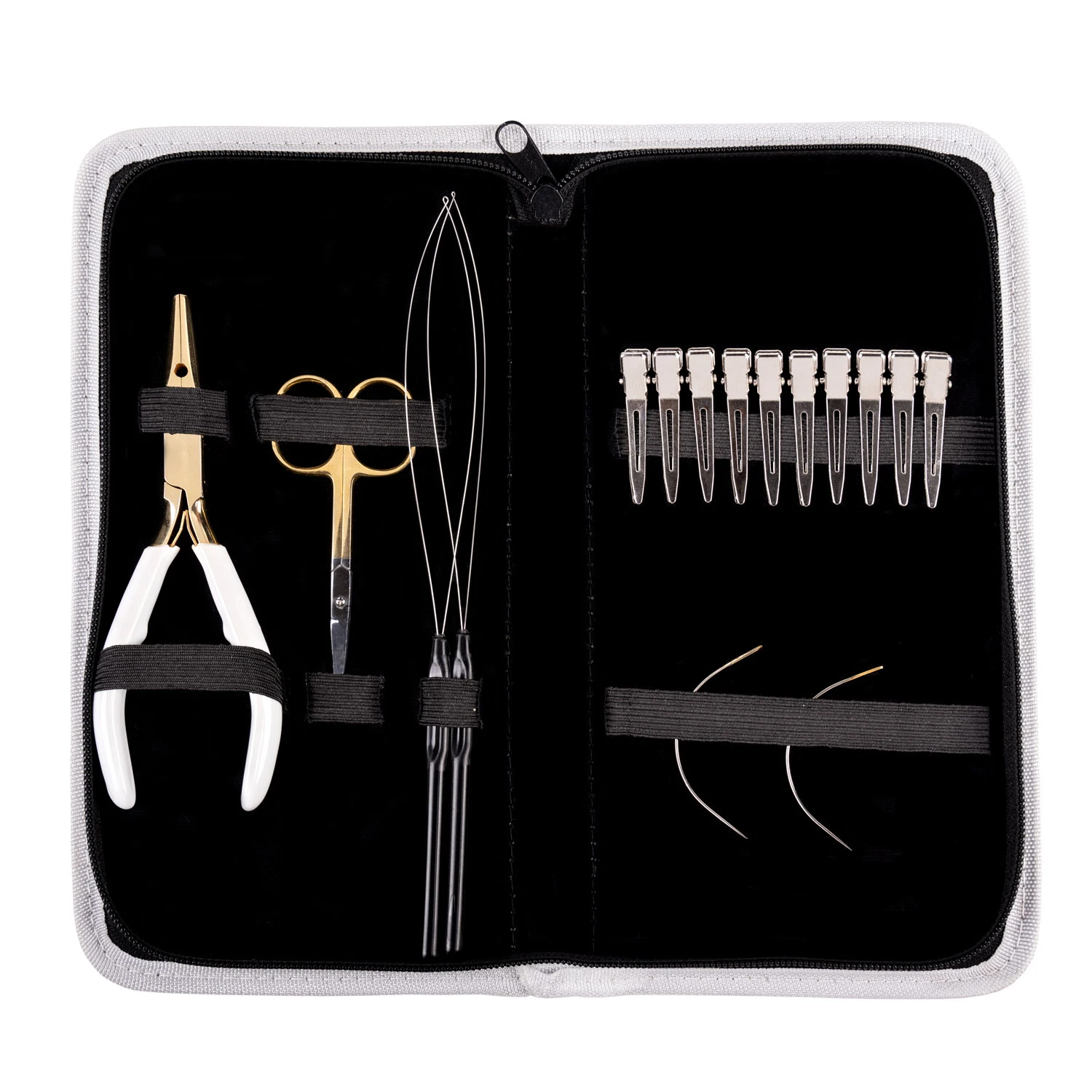 Hair Extension Tools Stainless Steel Pliers Needles Clips Kit Hair