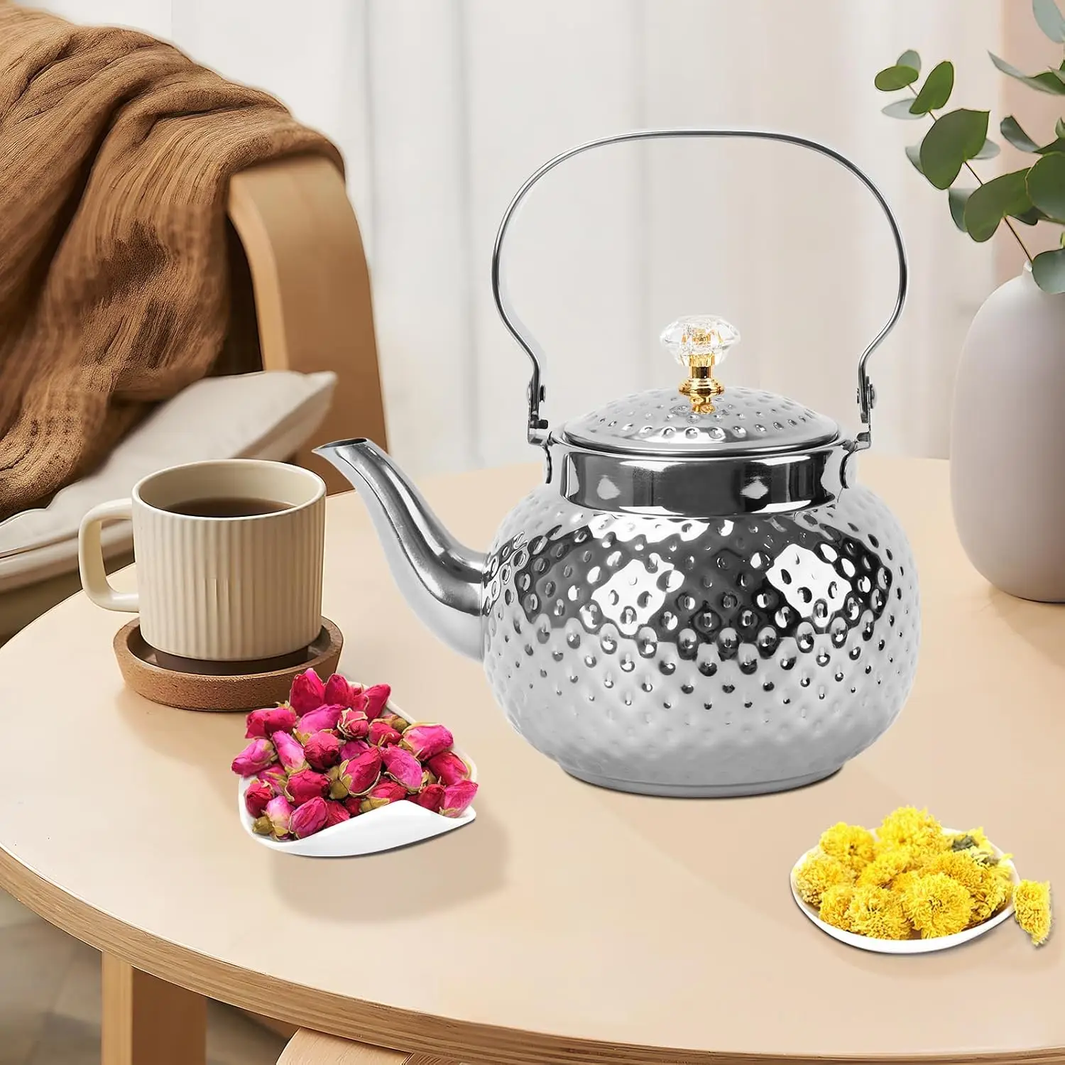 New Eco-Friendly Silver Ball Kettle Arabian Style Stainless Steel Inox ...