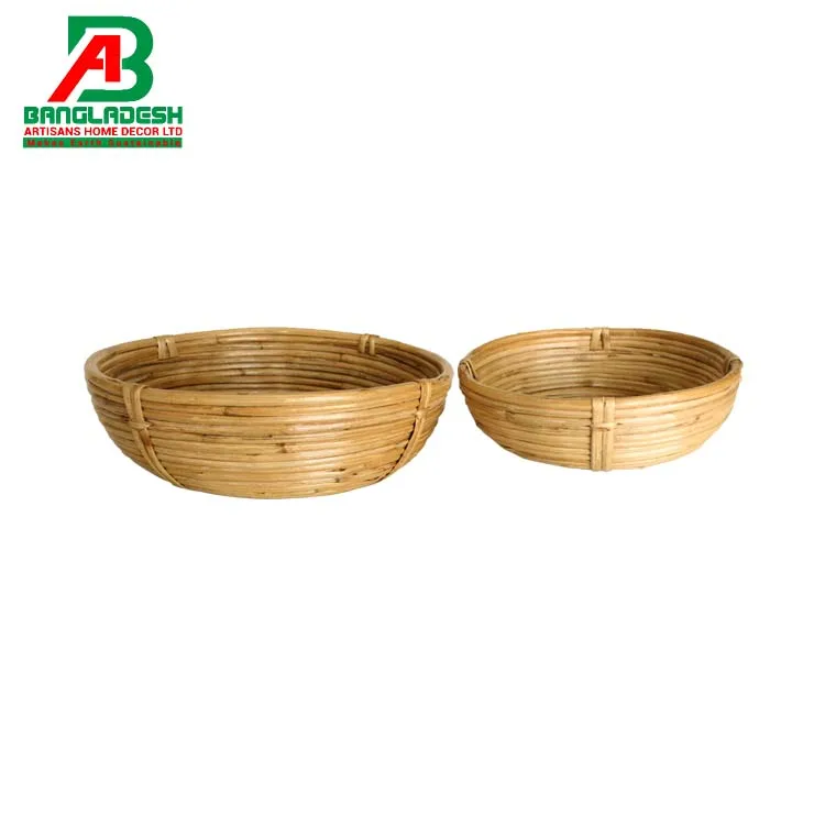 Woven Round Rattan Fruits Storage Basket Rattan Basket Small Woven