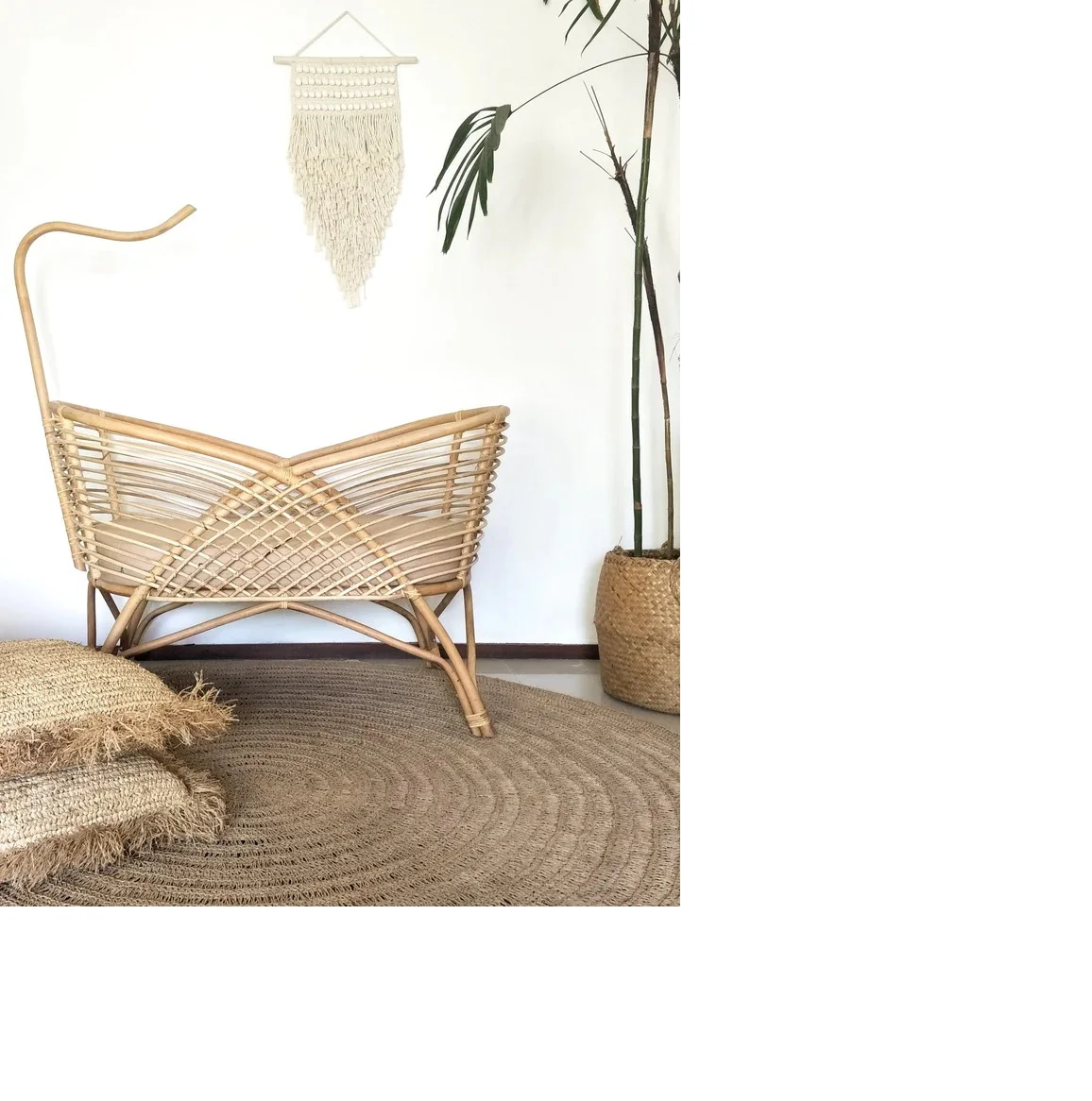 New Design Decorative Baby Rattan Crib Made In Vietnam Natural Handmade