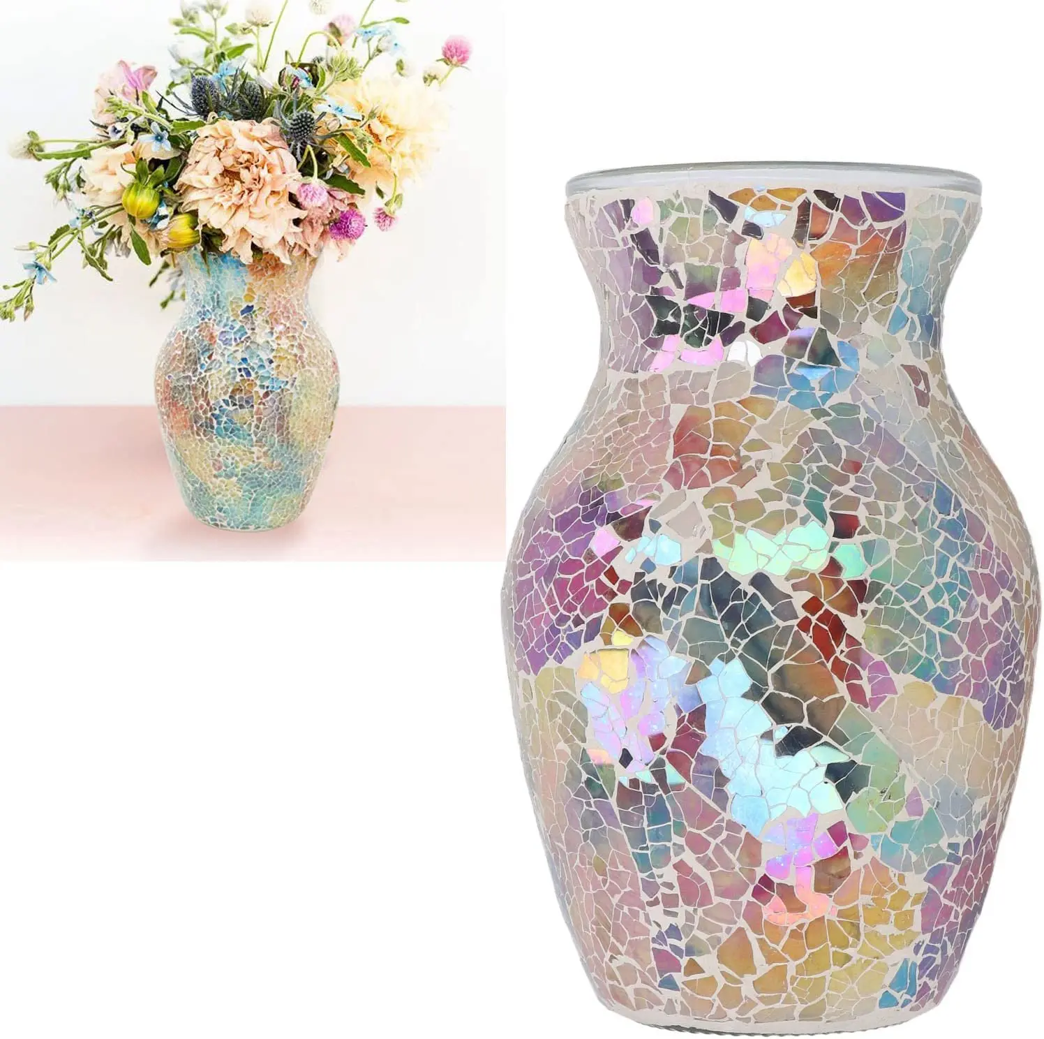 Mosaic Glass Vase Crystal Glass Vase Fashion Home Restaurant Decoration