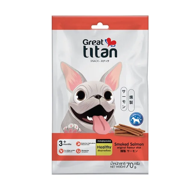 Snack For Dog Dry Pet Food Chicken With Smoked Salmon Stick Great Titan