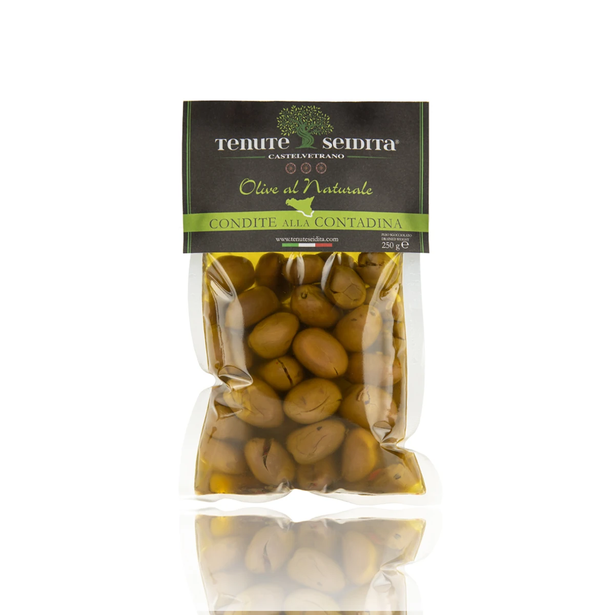 Sicilian Seasoned Green Olives 250g Made In Italy Ho.re.ca Wholesales