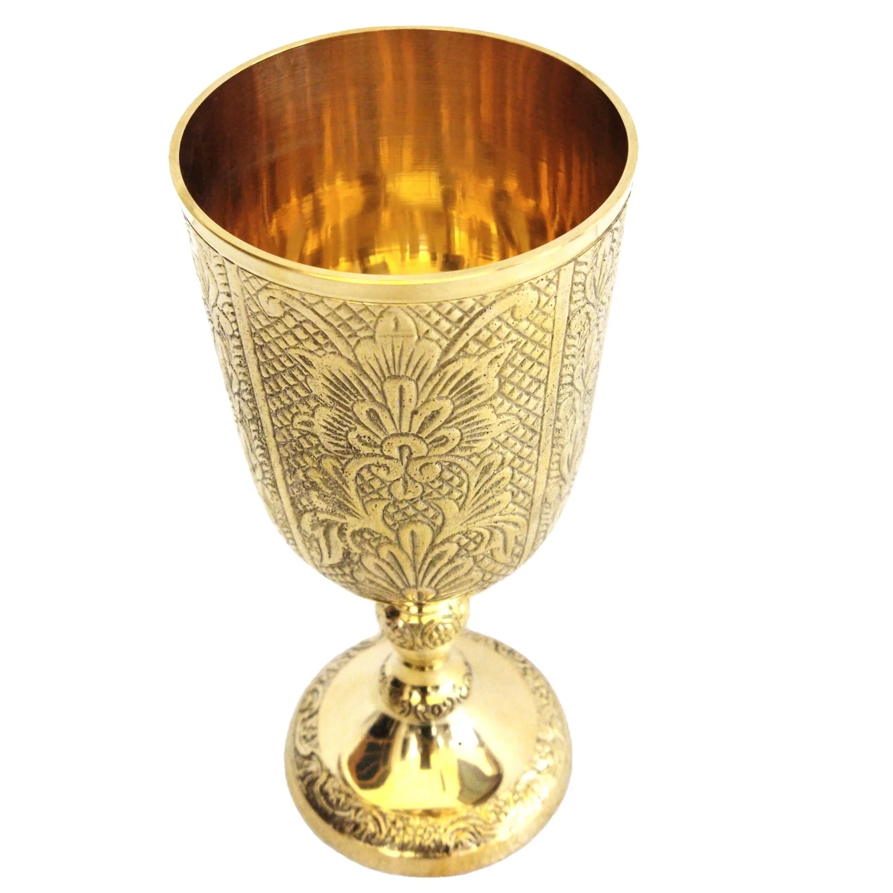 High Quality Brass Engraved Chalice For Holy Communion Wine Cups