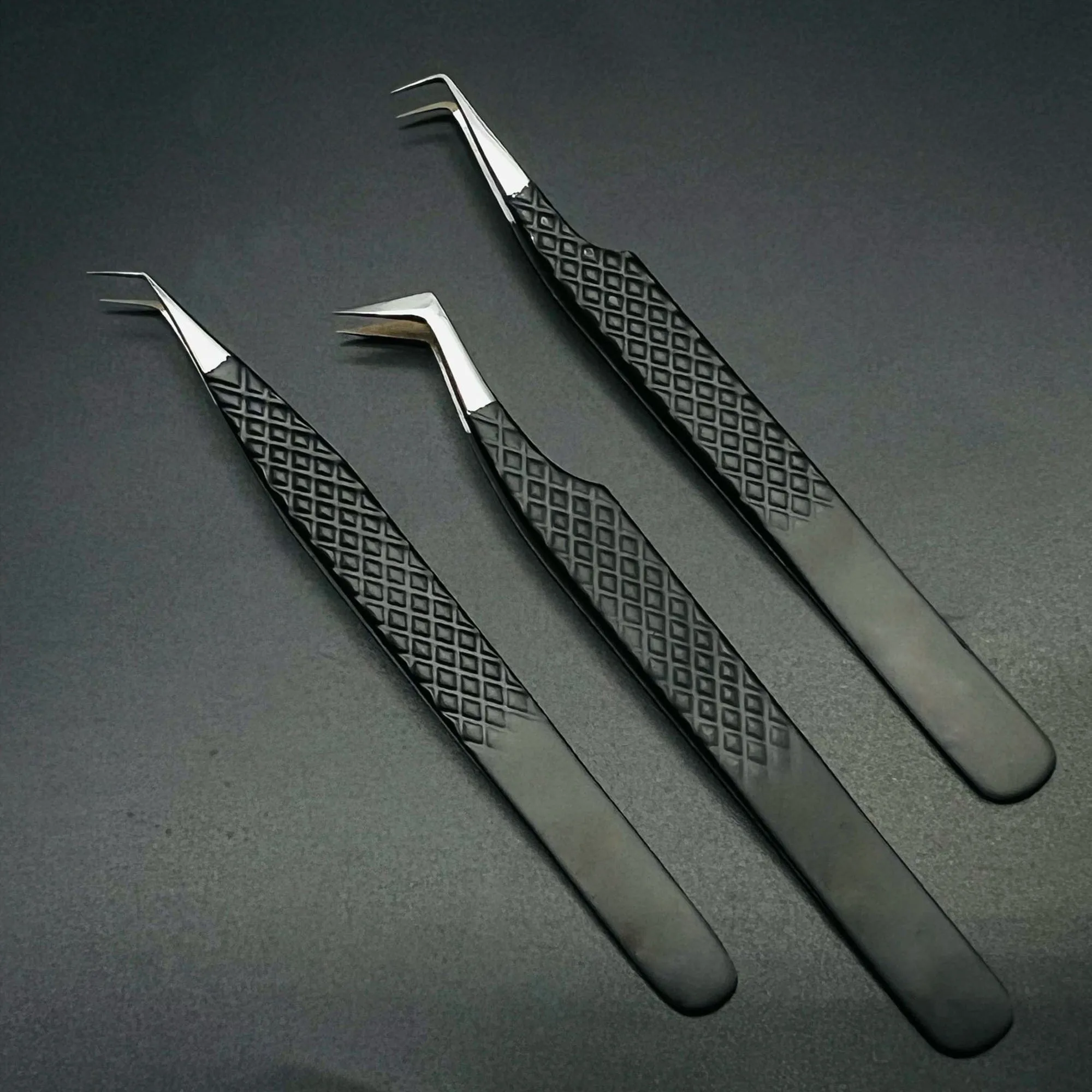 Diamond Tip Lash Tweezers For Eyelash Extension Stainless Steel Private