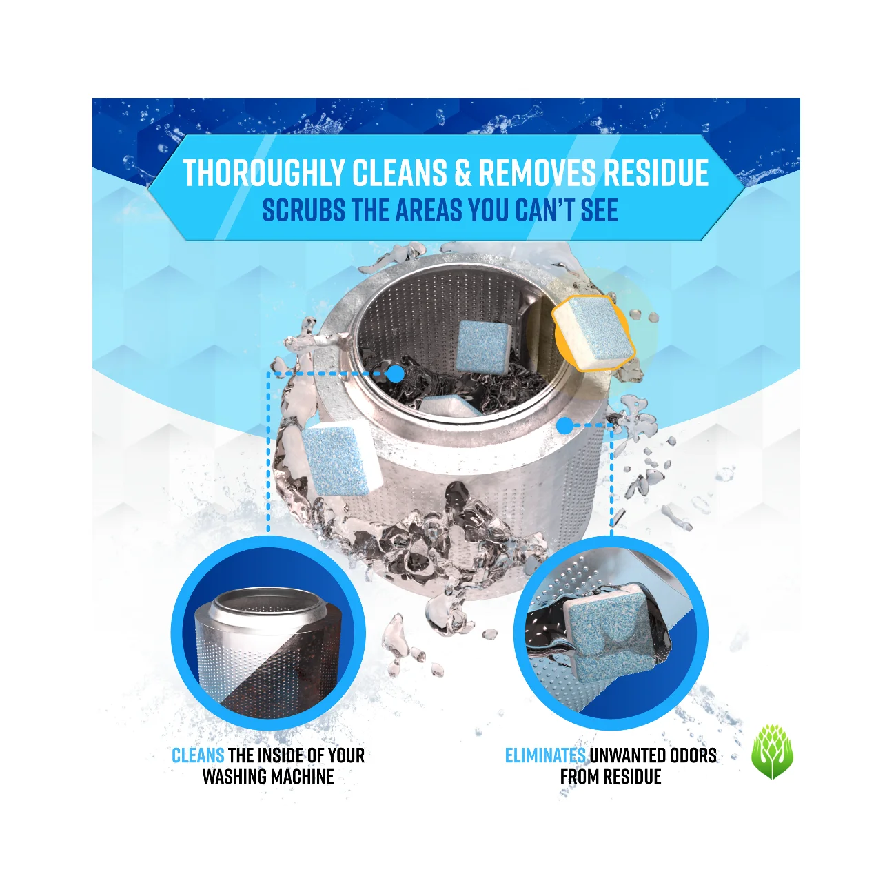 Active Washing Machine Cleaner Descaler Effervescent Deep Cleaning