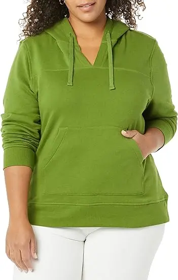 Women's Classic-fit Long-sleeve Open V-neck Hooded Sweatshirt Women ...