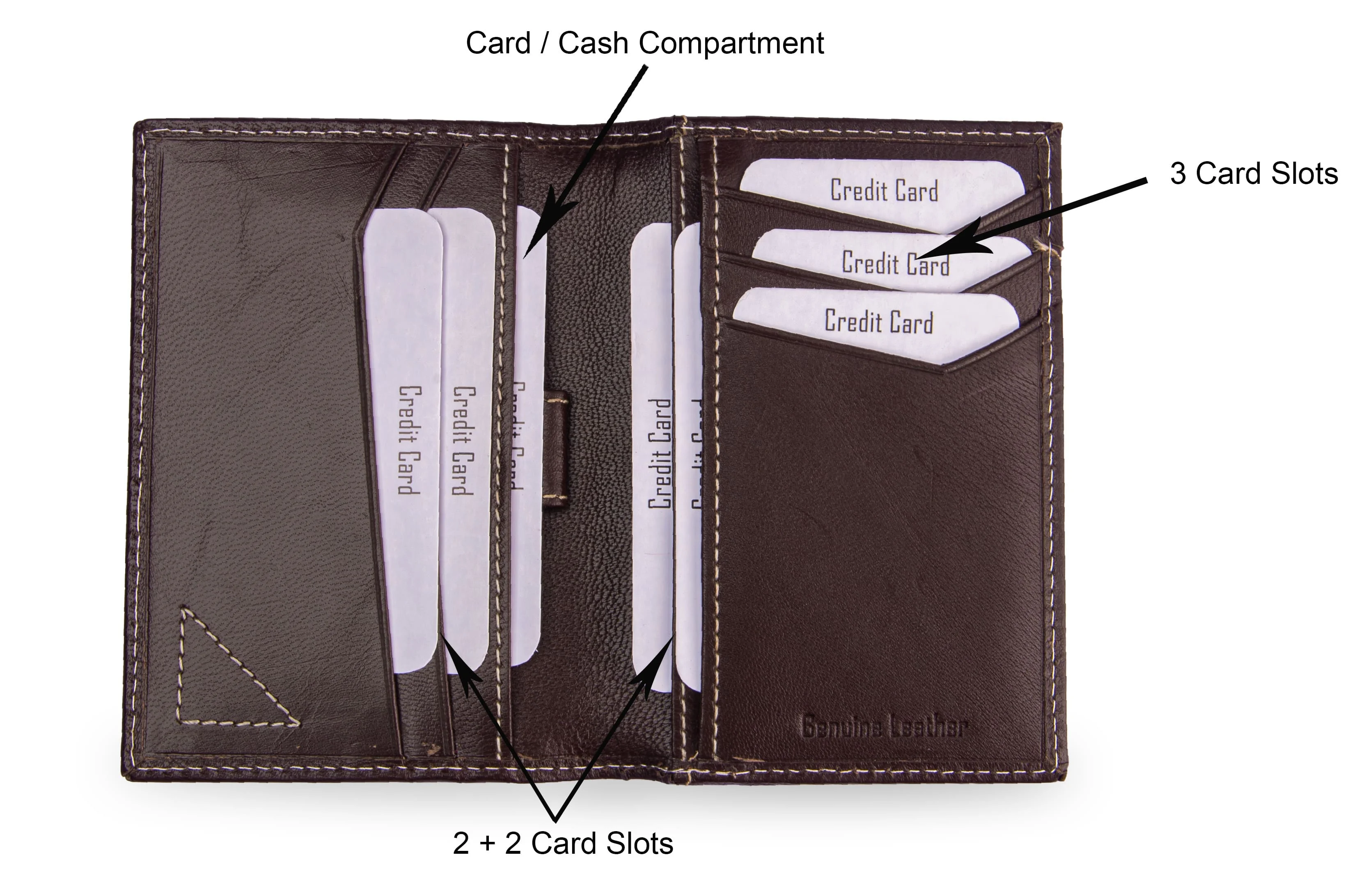 Genuine Leather Men's Rfid Protected Cash Card Wallet High Quality Bi