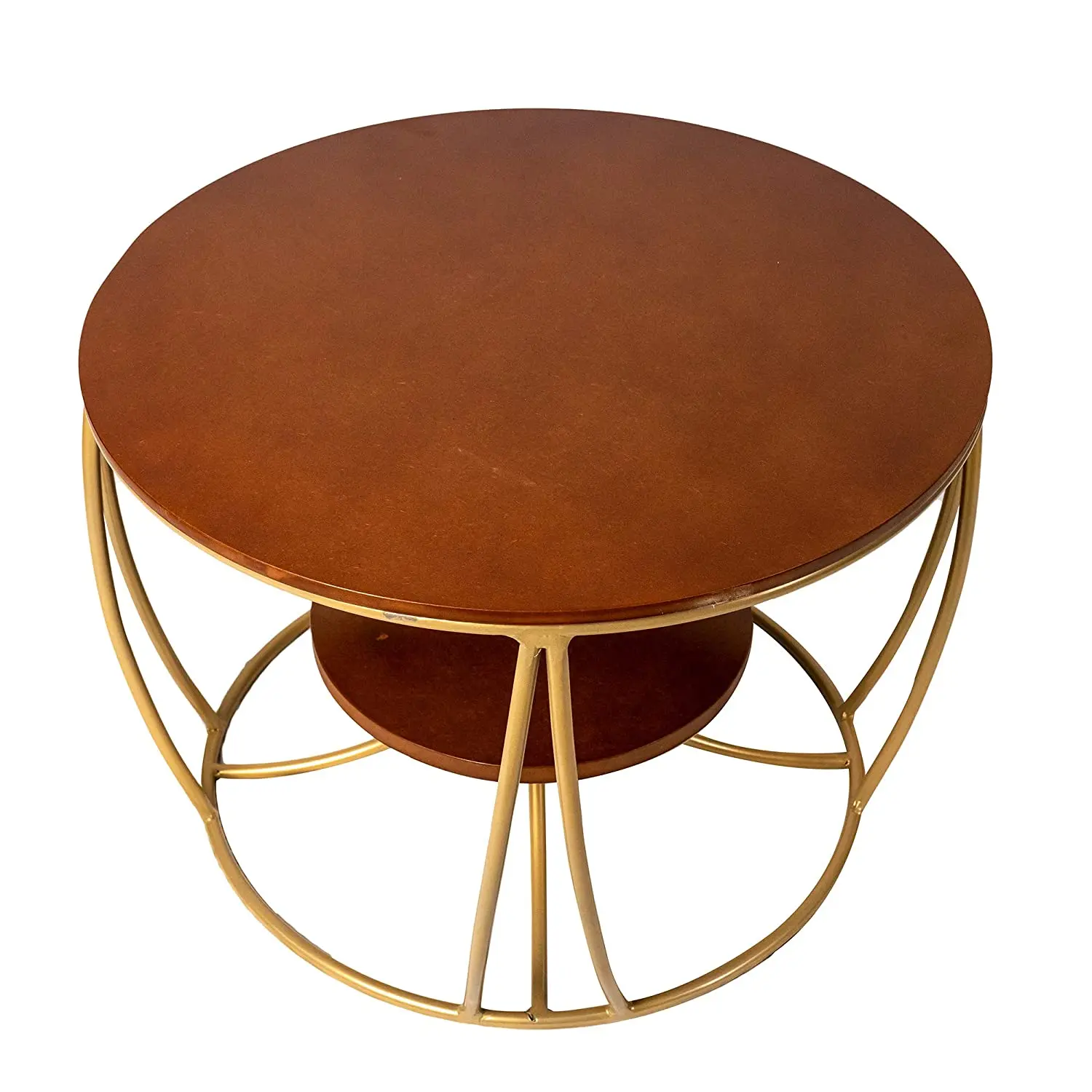 Double Display Wooden Top Modern Shaped Sofa Side Nesting Display