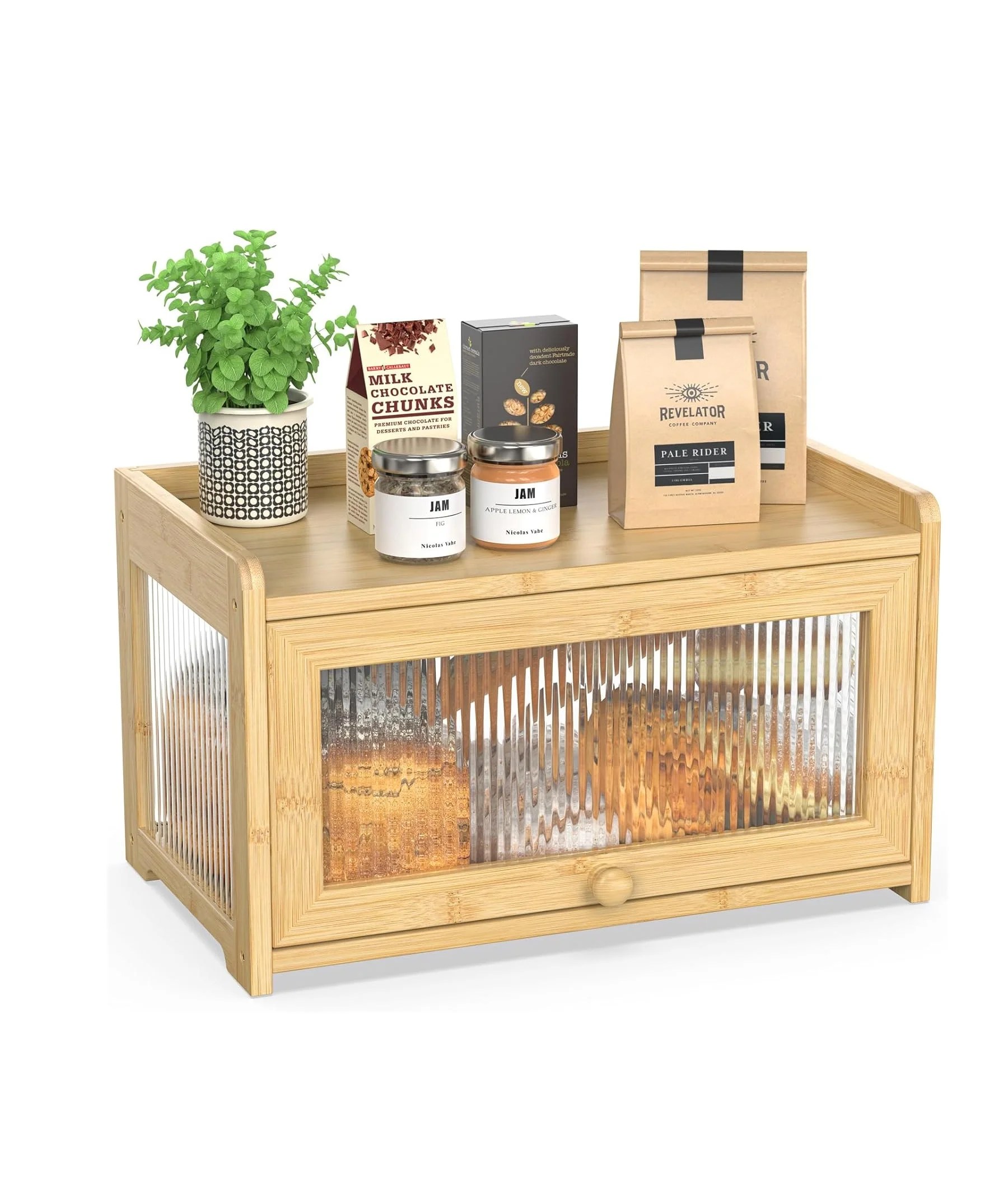 Bamboo Bread Box For Kitchen Counter,Large Capacity Bread Storage