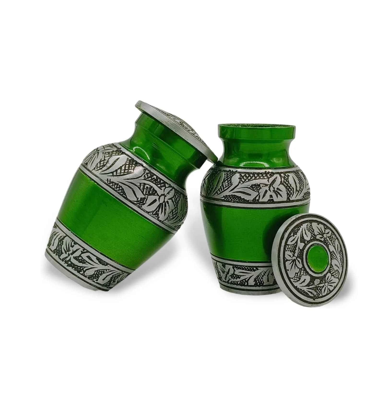 Small Urns Mini Cremation Urn In Green & Black Funeral Urn For Pet Or