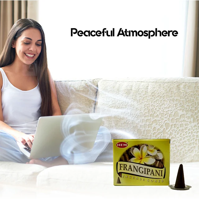 Hem Frangipani Incense Cones 12 Boxes (10 Cones Each) Stress Relief Spiritual And Meditation