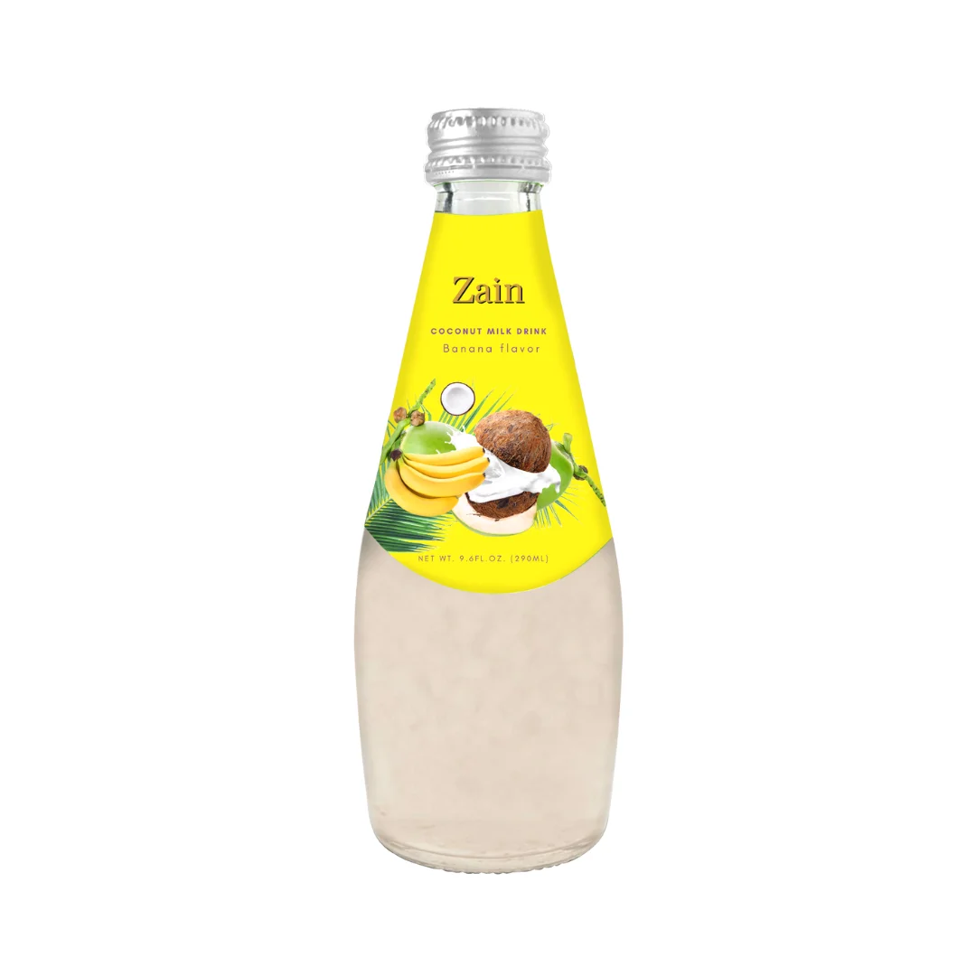 Zain Japanese Melon Coconut Milk Drink With Nata De Coco Glass Bottle