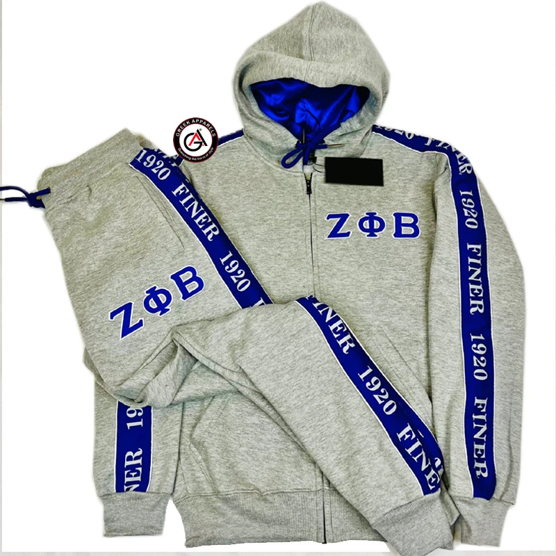 Zeta Phi Beta Sorority Embroidery Women Fleece Tracksuit Zpb Sorority Embroidered Ladies