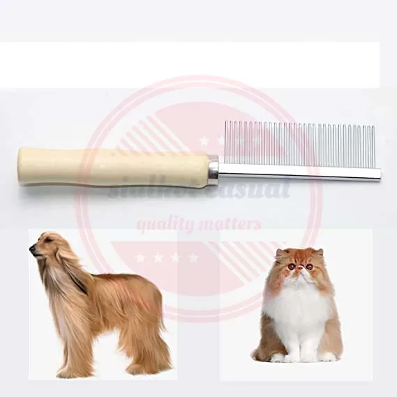 Wooden Single Side Pet Comb With Stainless Steel Teeth Premium Quality