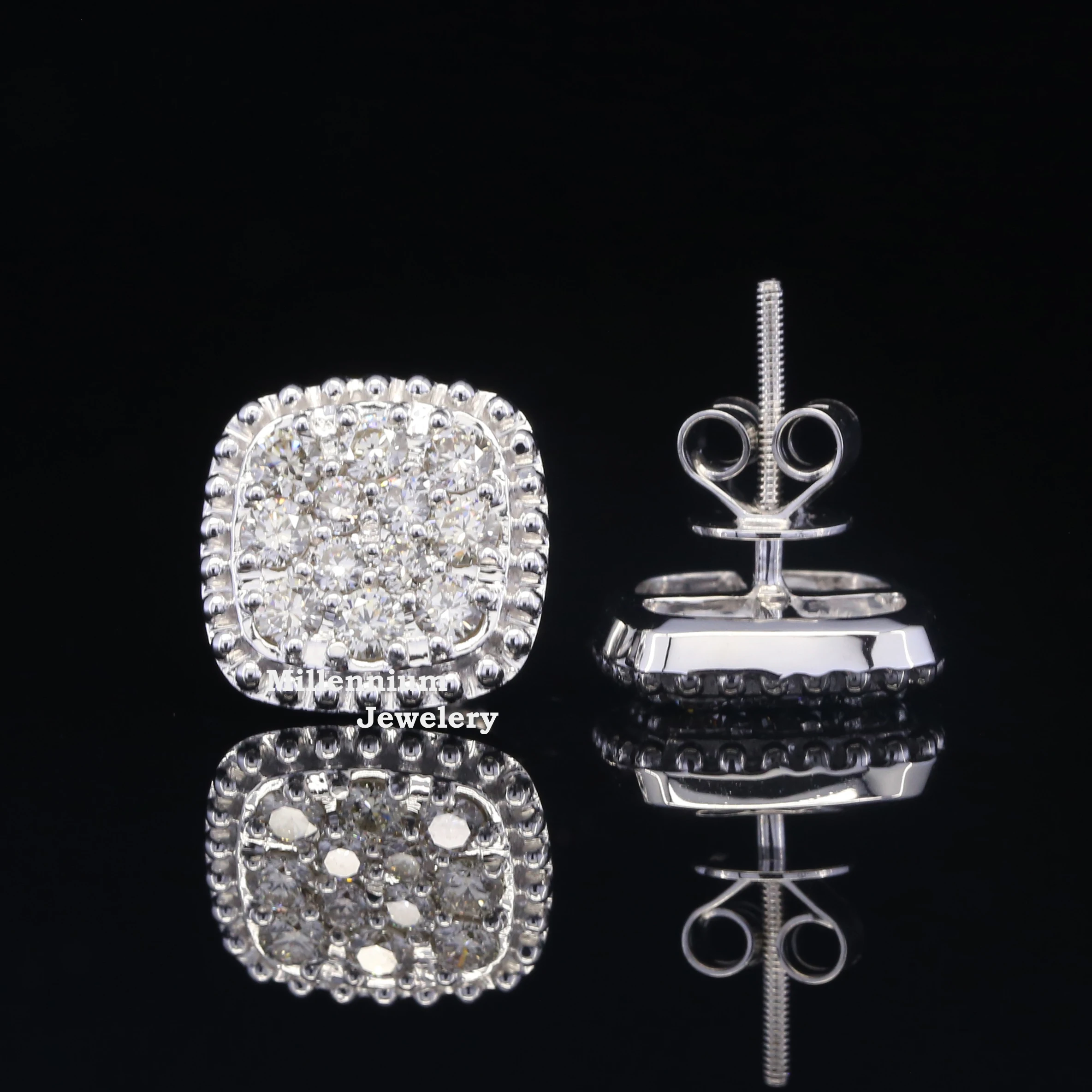 Top Quality Round Cut Moissanite Stud Earrings 925 Sterling Silver