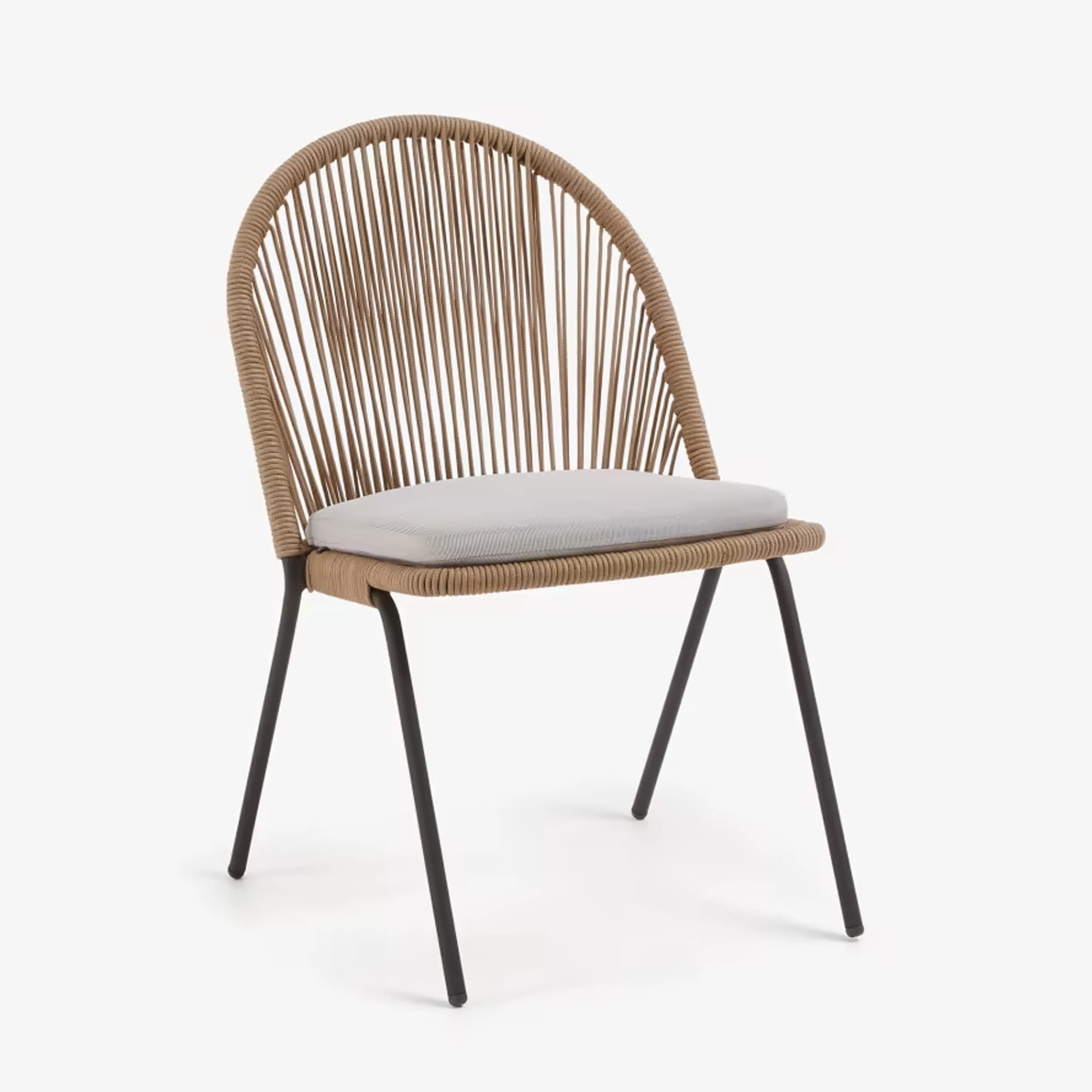 Outdoor Modern Dining Armchair Aluminum With Rope And Cushion Elmira