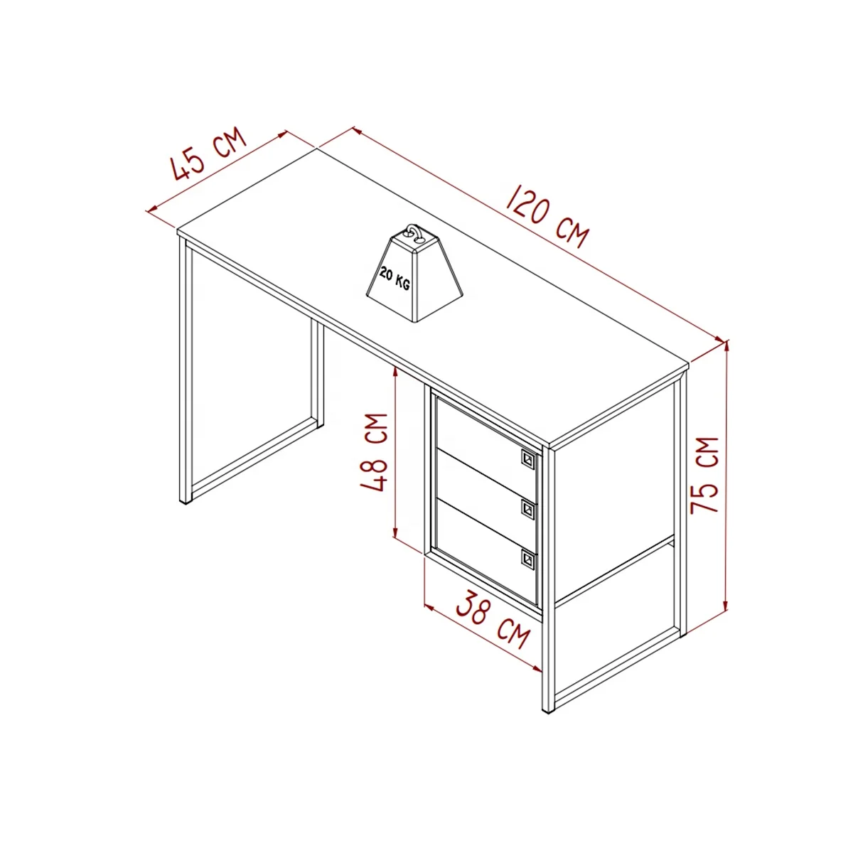 Modern Style Office Desk Office 3 Drawers Wooden Commercial Furniture