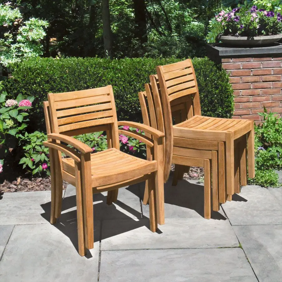 Wholesale Outdoor Garden Stacking Chair Solid Teak Wood Material