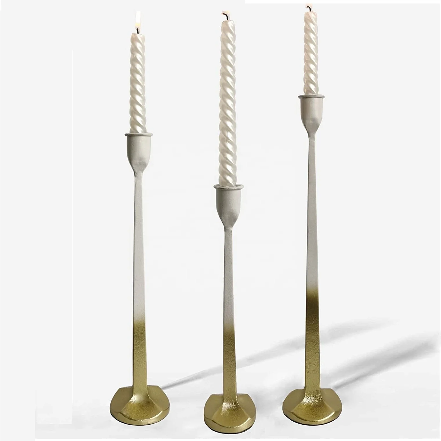 Double Shaded Golden And White Candle Stand Reliable And Durable Decorative Candle Stand With