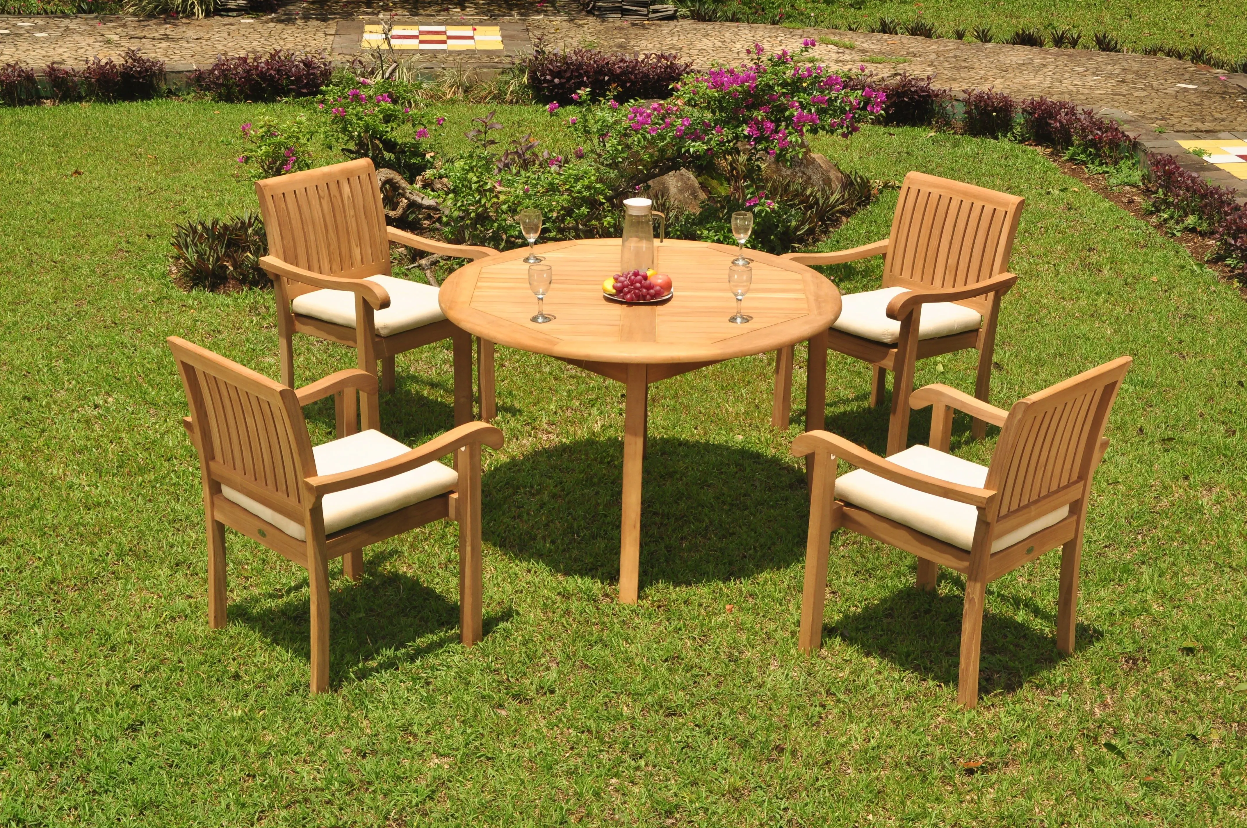 Modern Garden Chair Sets From Mahogany Solid Wood High Quality Brown