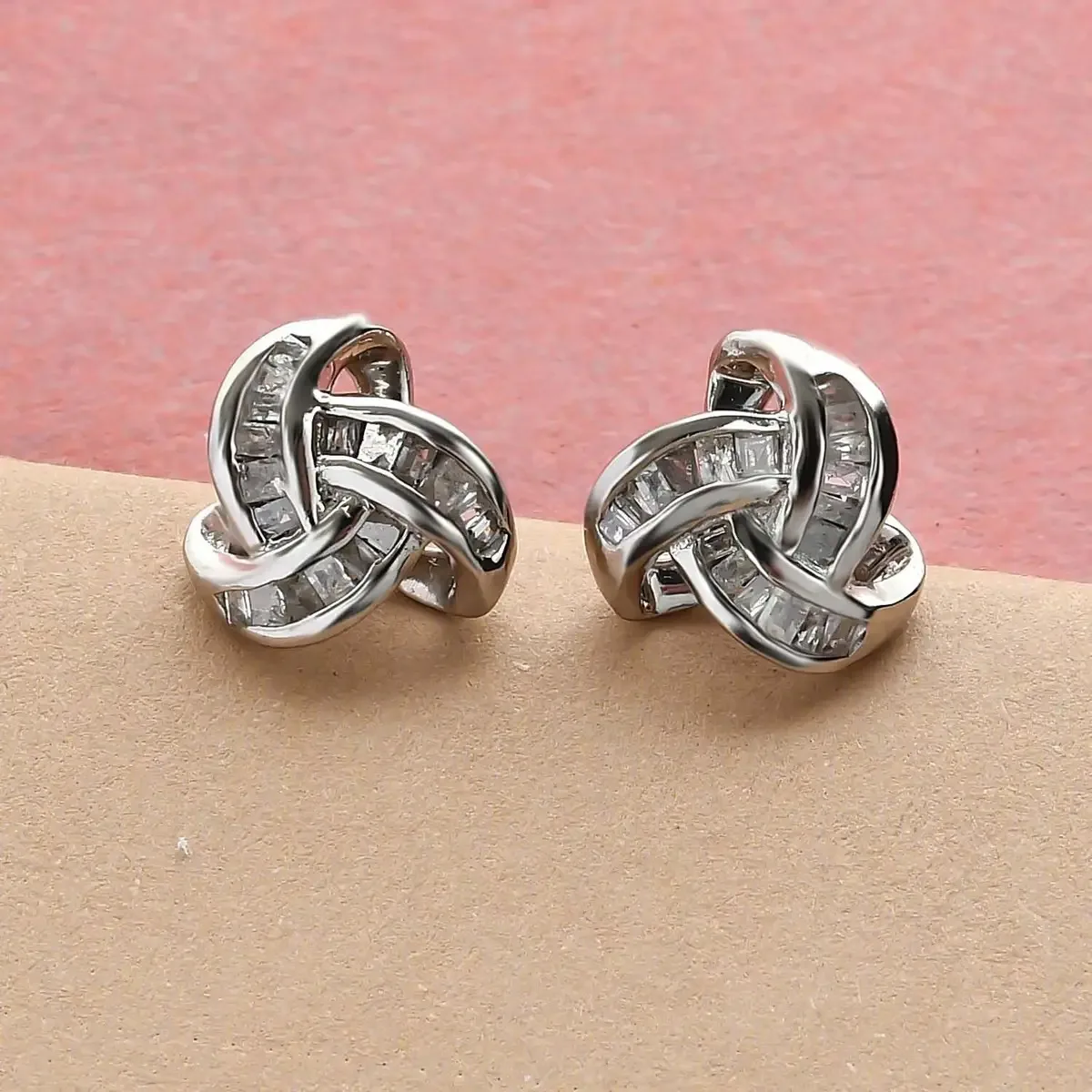 Diamond Knot Stud Earrings In Platinum Over Sterling Silver,Celtic Knot ...