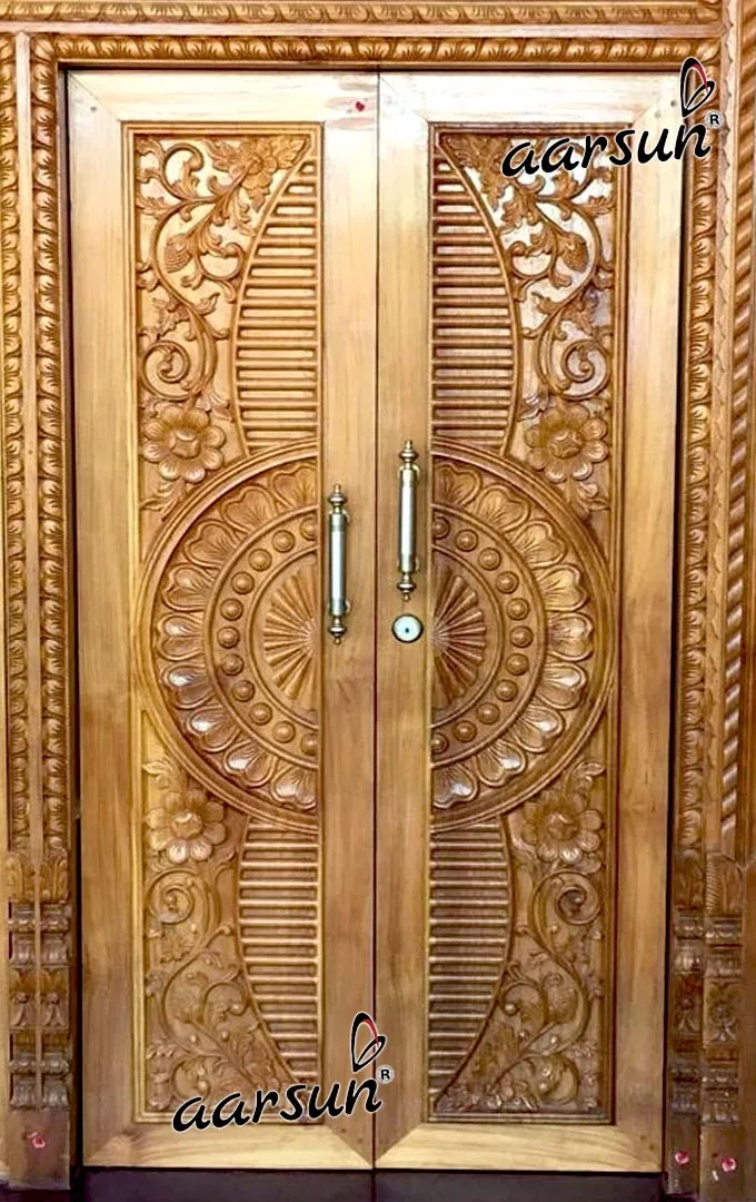 Wooden Amazing Antique Security Full Carved Double Doors In Teak Wood 