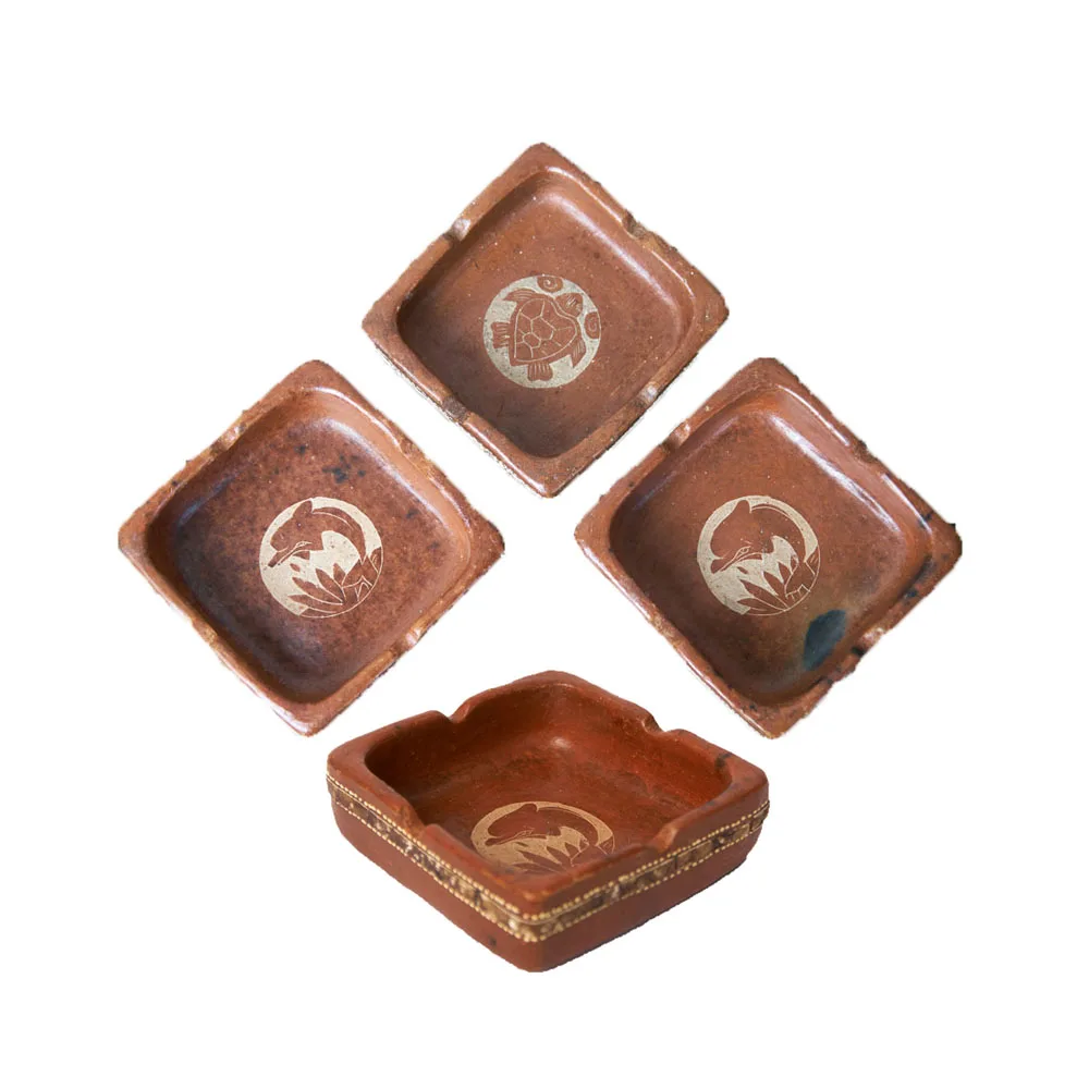 Pottery Soil Made Ashtrays With Creative Design Shape Can Be Custom