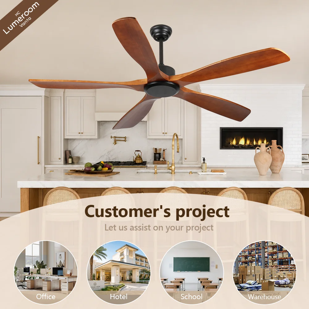 Ceiling Fan, 50 W, Solid Wood + Metal - detail 8