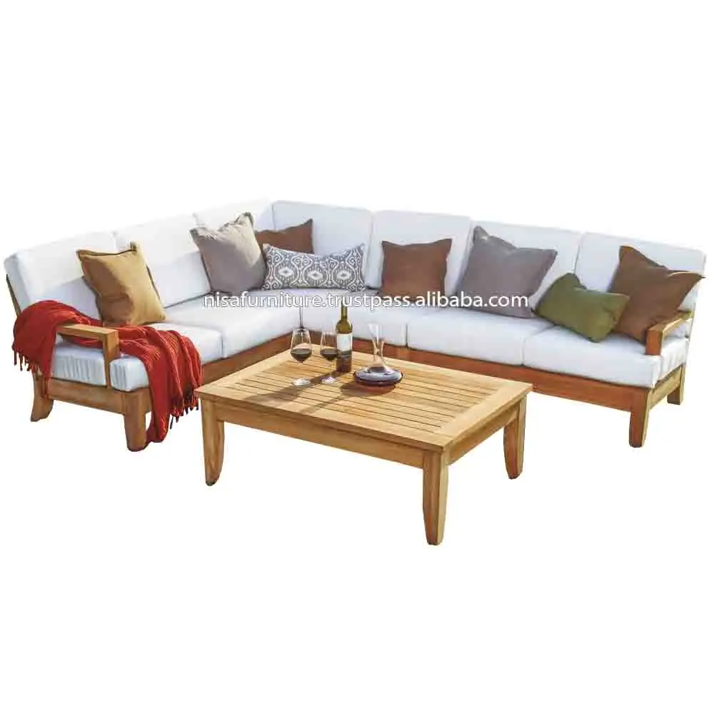 Amazing 7 Seater Sectional Teak Wooden Lounge Sofa L Shape Outdoor