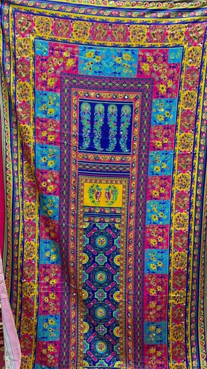 New Style Pakistani Block Print Mirror Work Silk Phulkari Fancy Dupptta ...