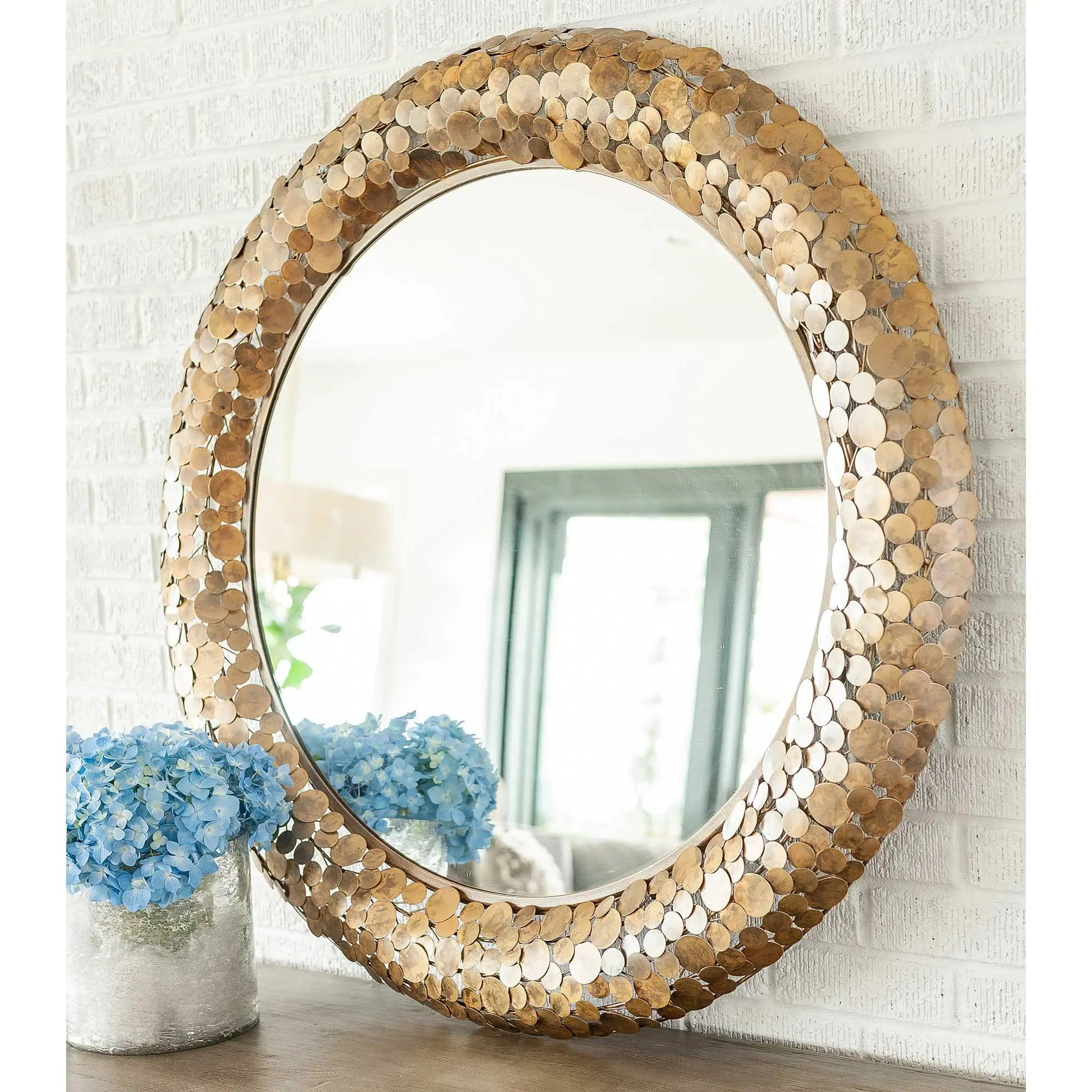 Ornate Modern & Contemporary Manufactured Wood Framed Round Accent