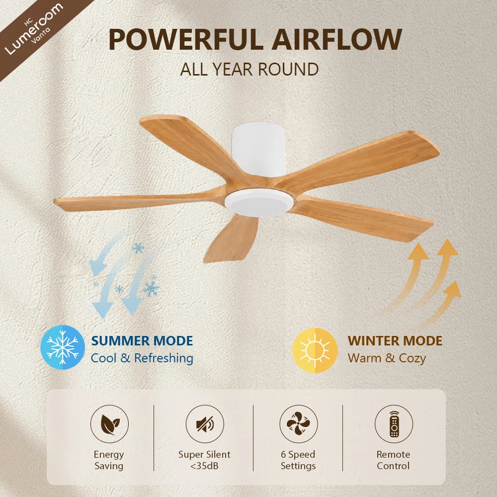 Ceiling Fan, 50 W, Solid Wood + Metal - detail 4