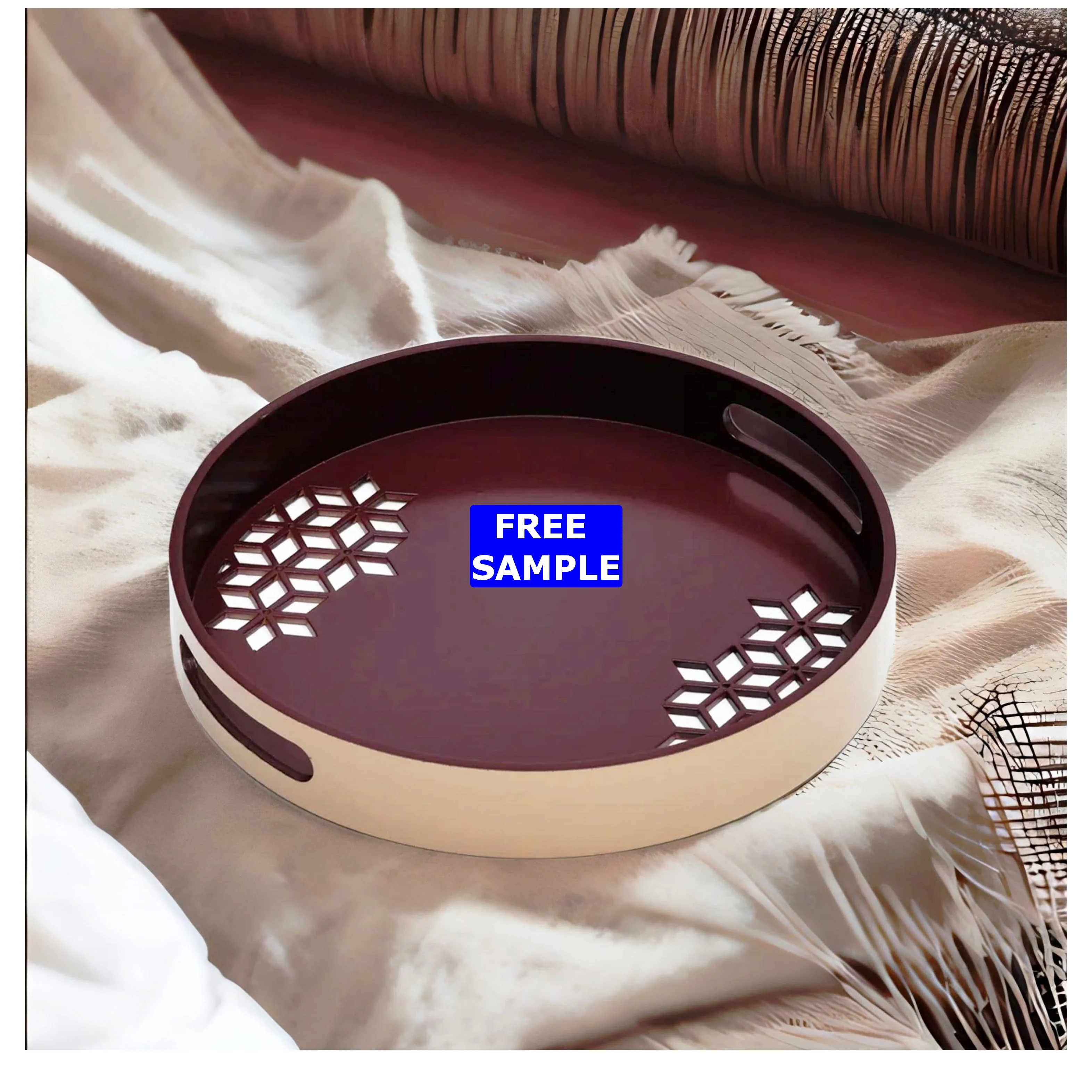 Buy Mdf Serving Tray With Gold Handle Online In India 1 Hand Crafted