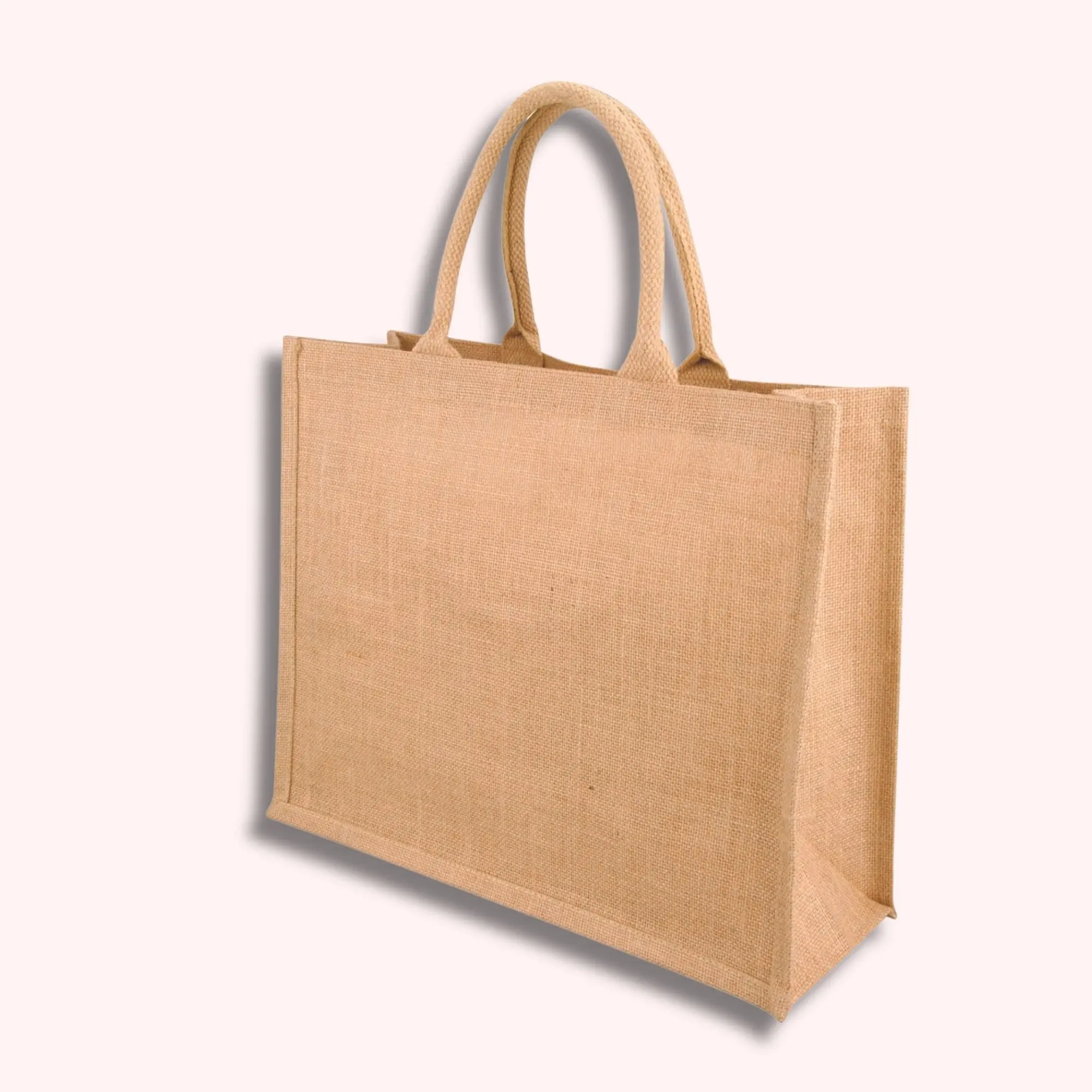 Extra Large Eco Friendly Natural Jute Shopping Bag With Cotton Handle Strap Sustainable 3336