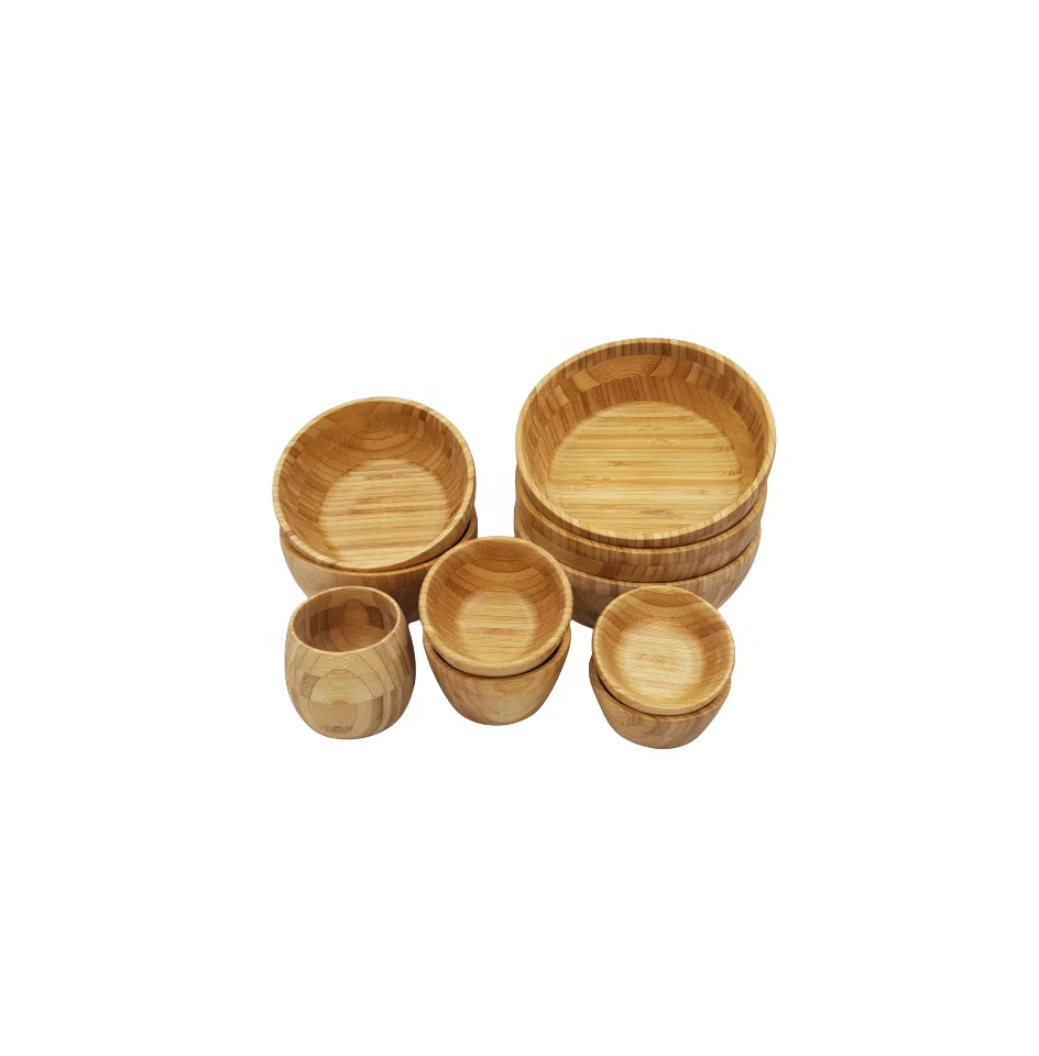 Factory Bamboo Wood Salad Bowl With 2 Server Utensils For Dinner Table