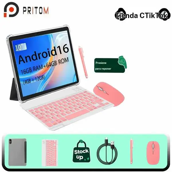 PRITOM tableta 10.1 pulgadas Android 16 con funda teclado
