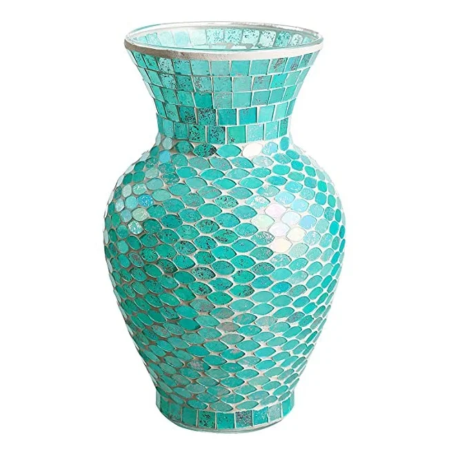 Colored Mosaic Glass Hurricane Holder Multiple Color Candle Holder