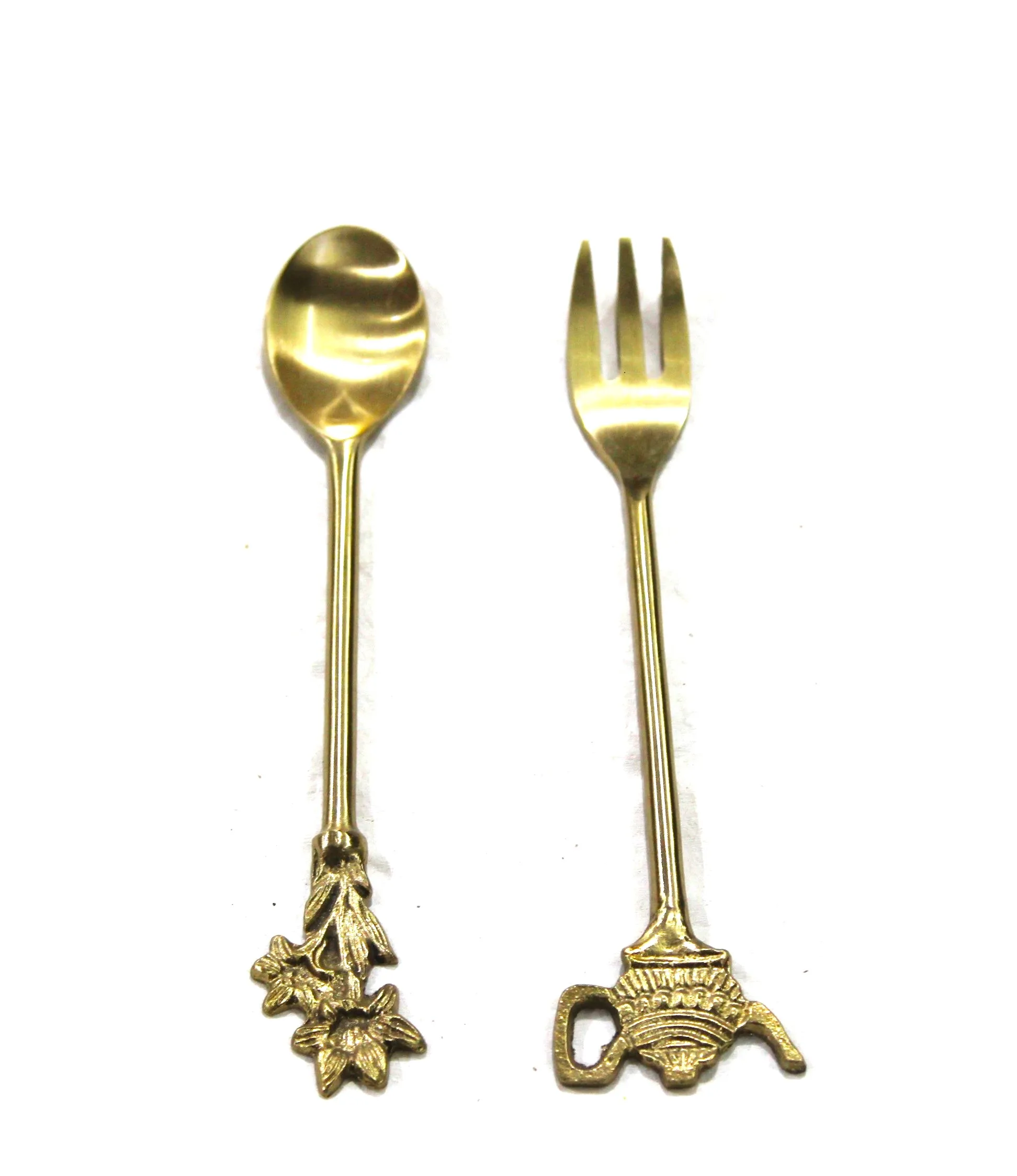 Spoon And Fork Set With New High Standard Quality Brass Golden Colored