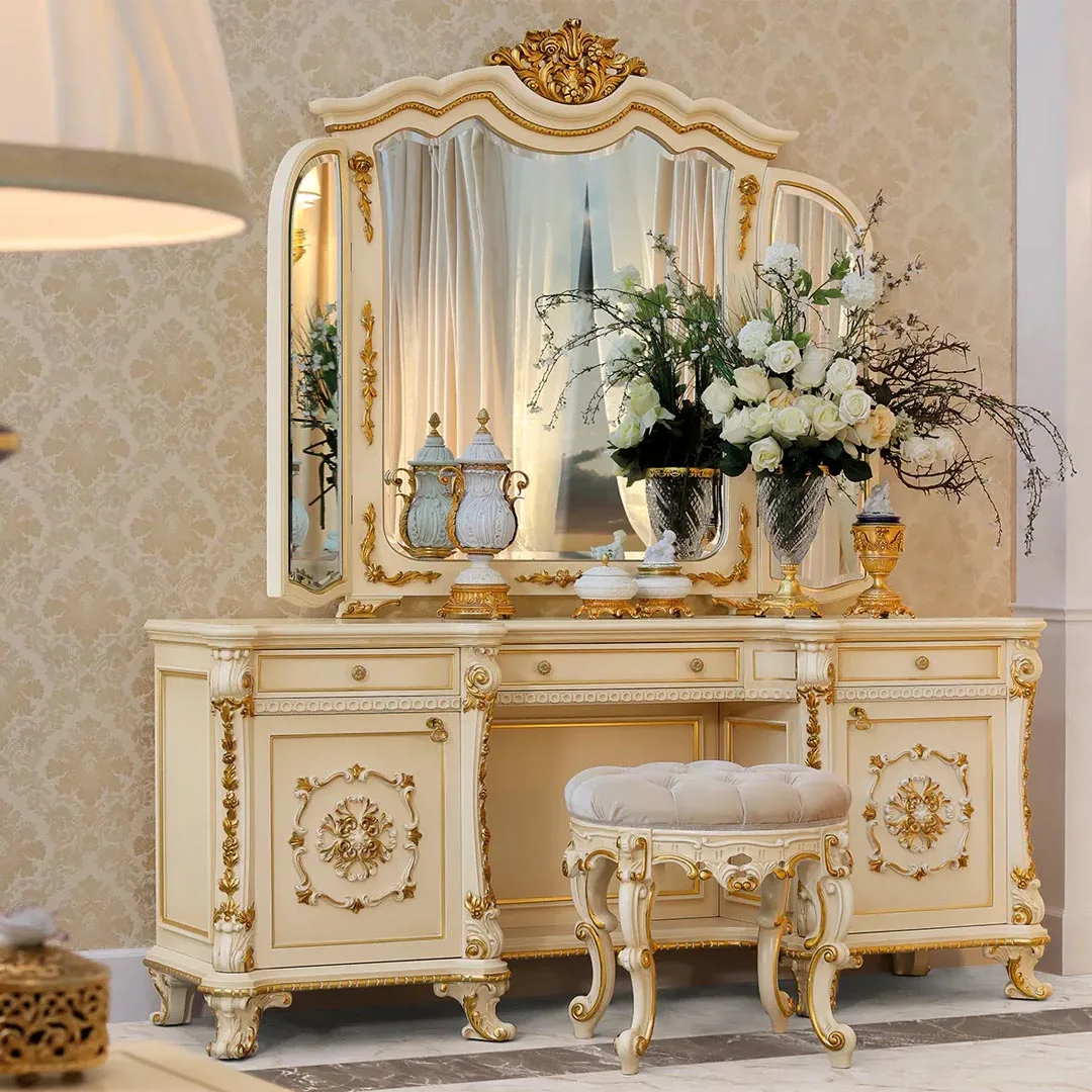 Aarsun Customized Royal Luxury Dressing Table With Stool Made By