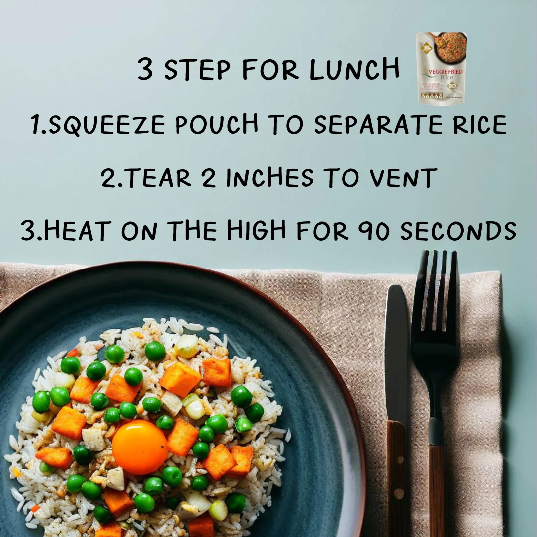 Natural High Quality Instant Ready To Eat Food Veggie Fried Rice Thai Jasmine Rice Pack In